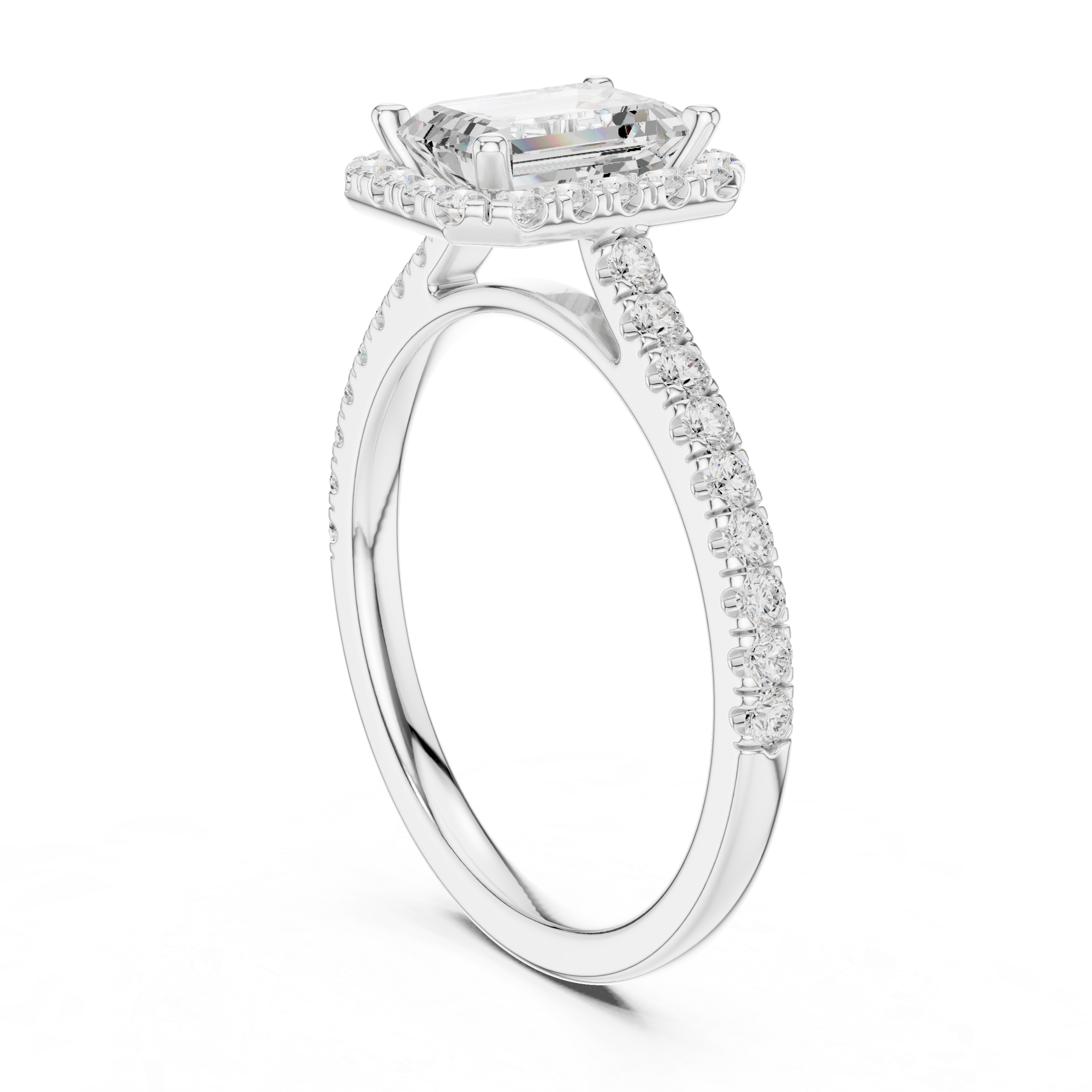 Emerald Lab Grown Diamond Halo Pave Set Ring