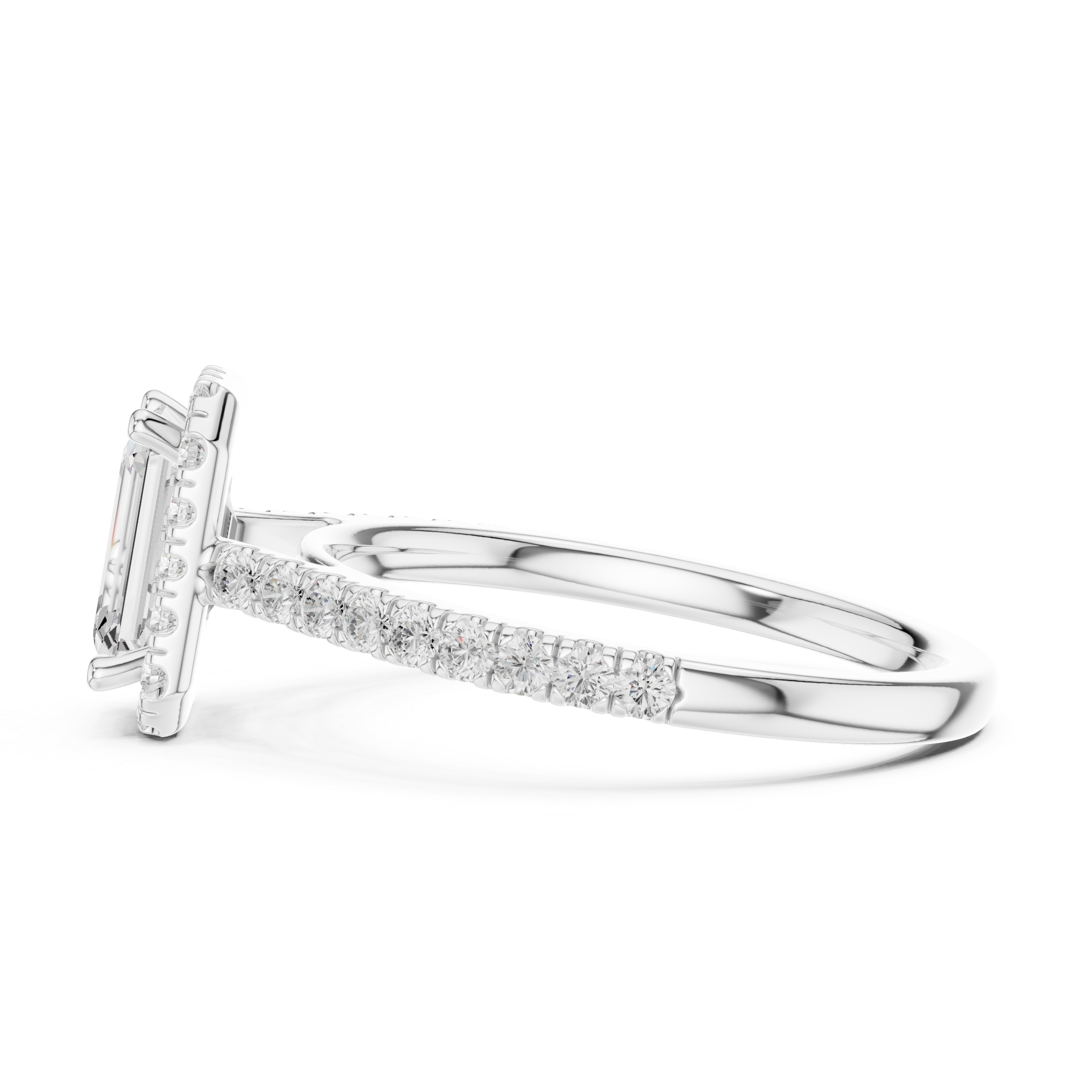 Emerald Lab Grown Diamond Halo Pave Set Ring