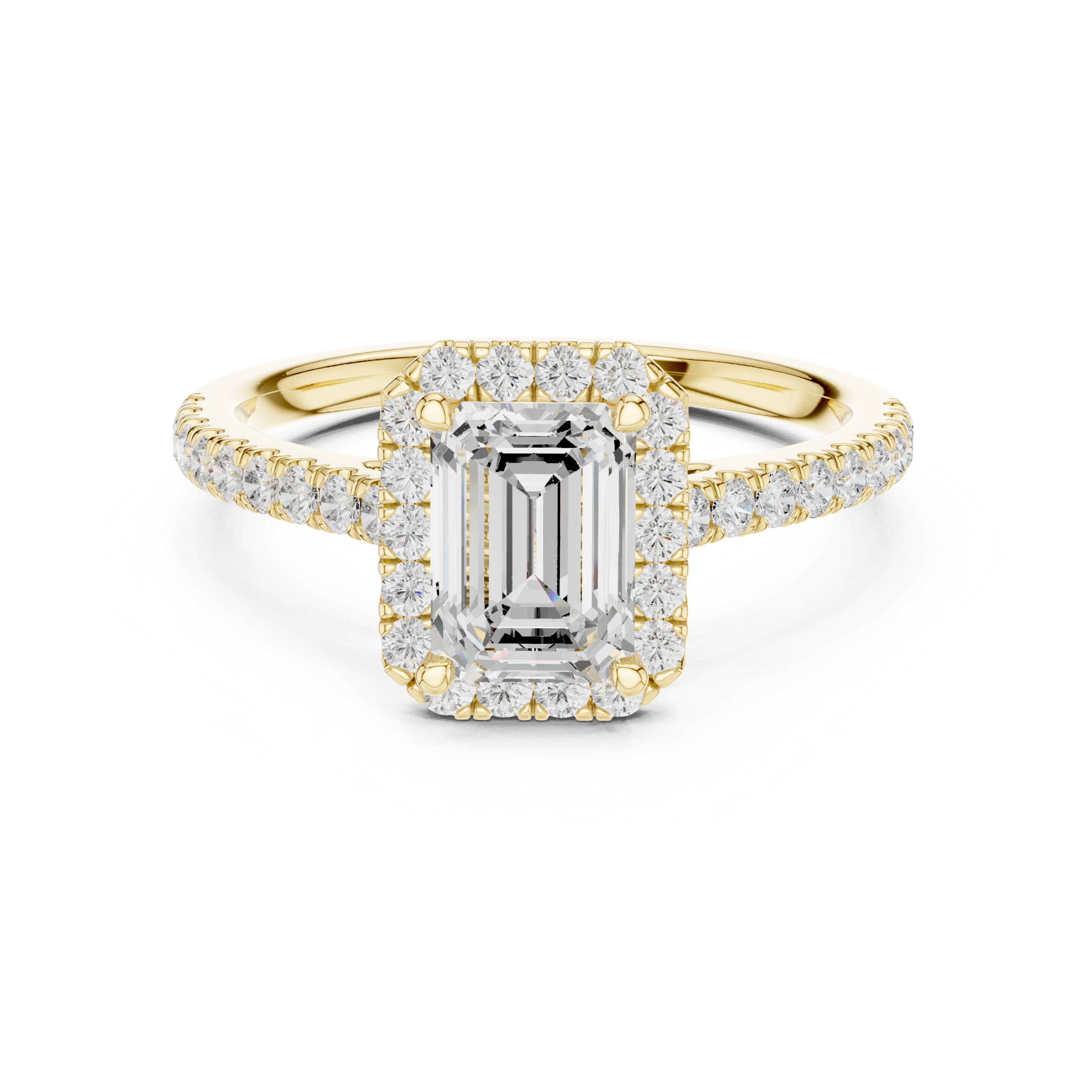 Emerald Lab Grown Diamond Halo Pave Set Ring