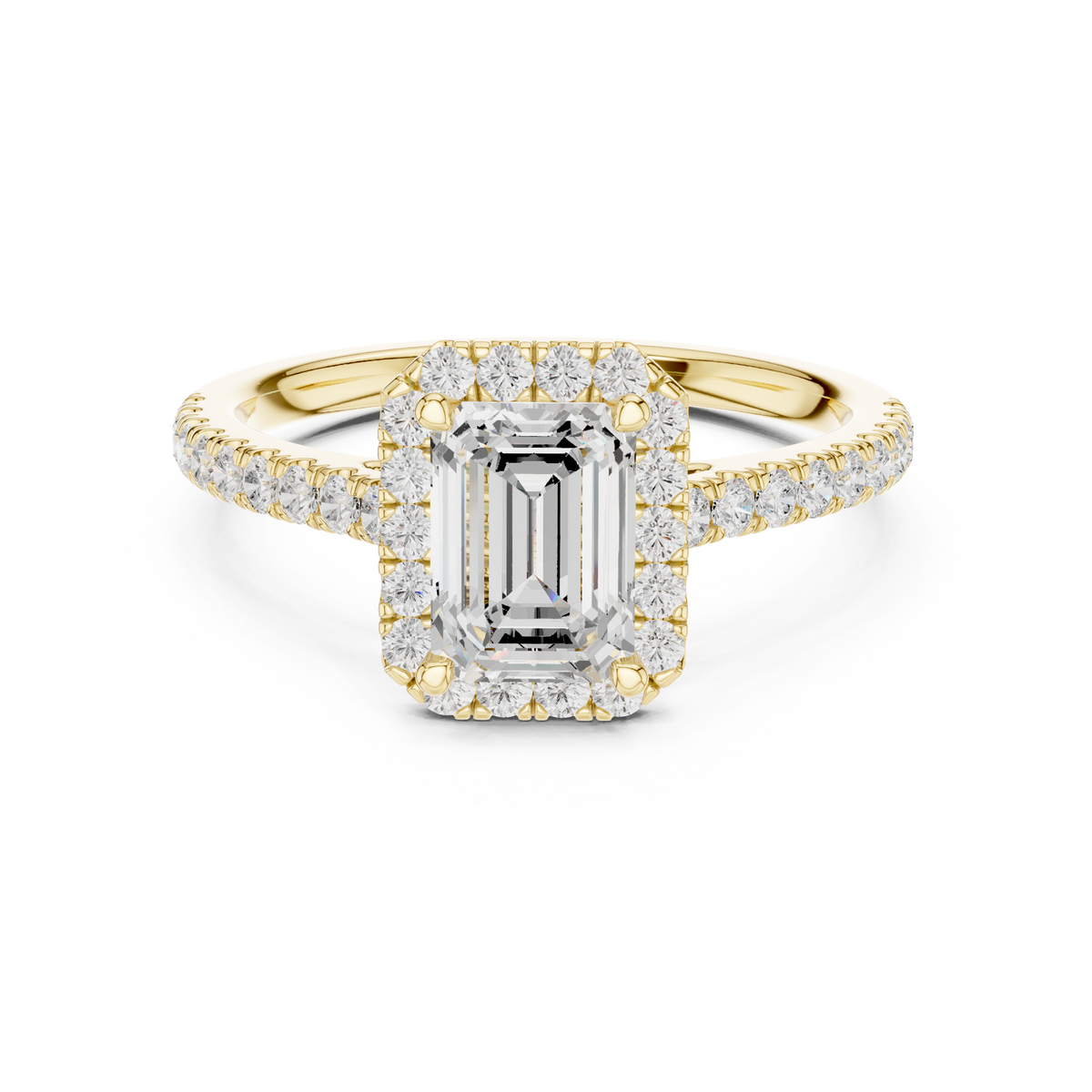 Emerald Lab Grown Diamond Halo Pave Set Ring