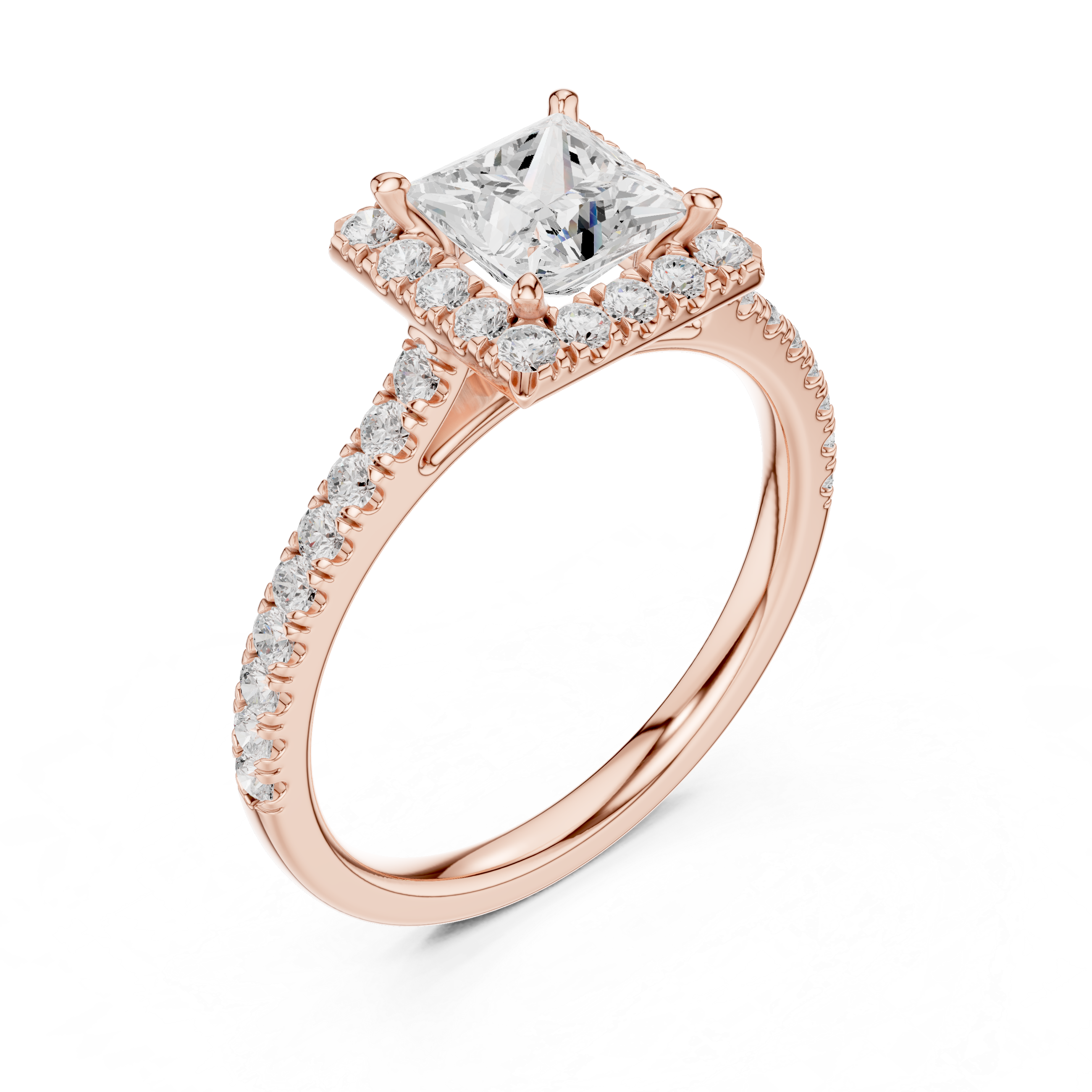 Princess Lab Grown Diamond Halo Pave Set Ring