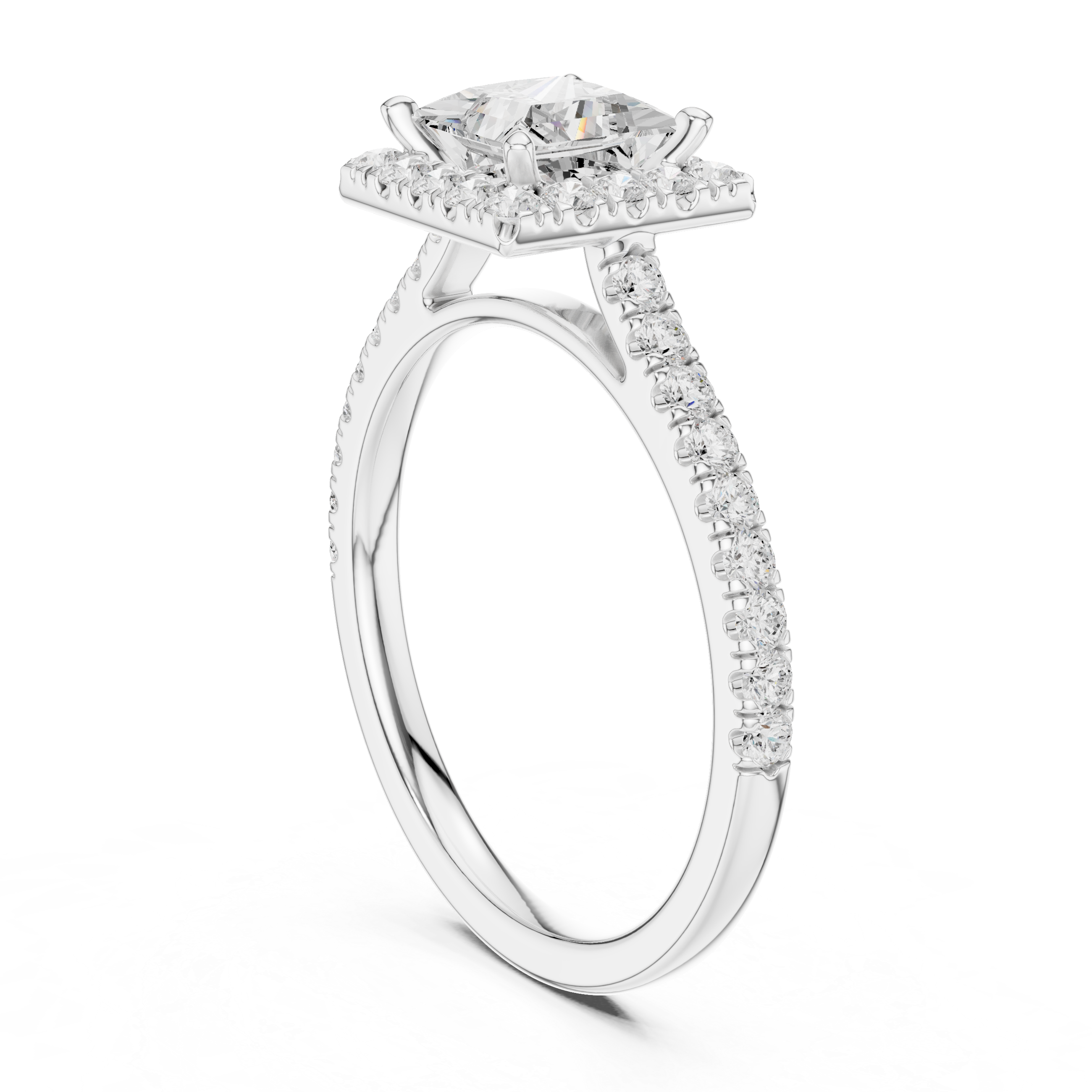 Princess Lab Grown Diamond Halo Pave Set Ring