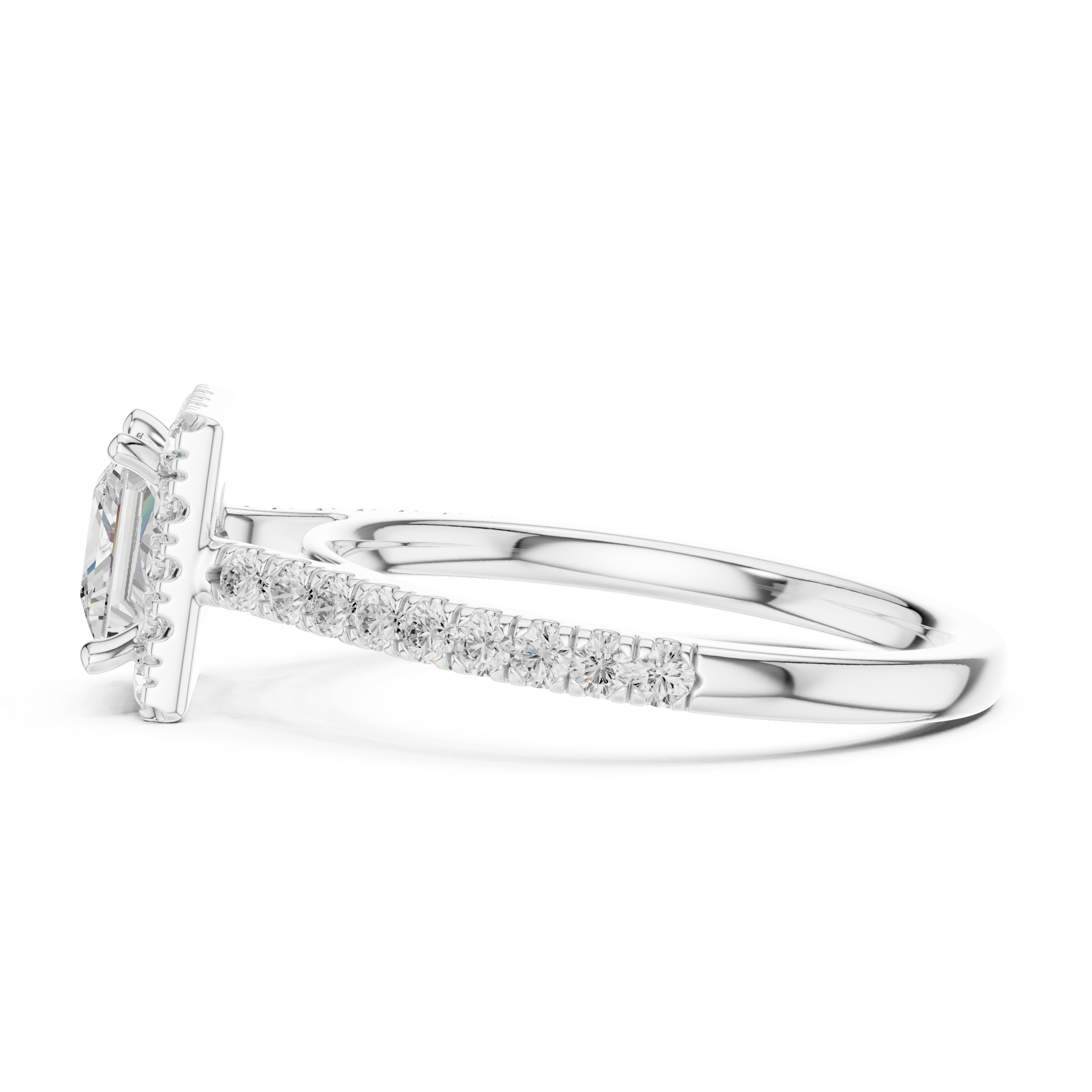 Princess Lab Grown Diamond Halo Pave Set Ring