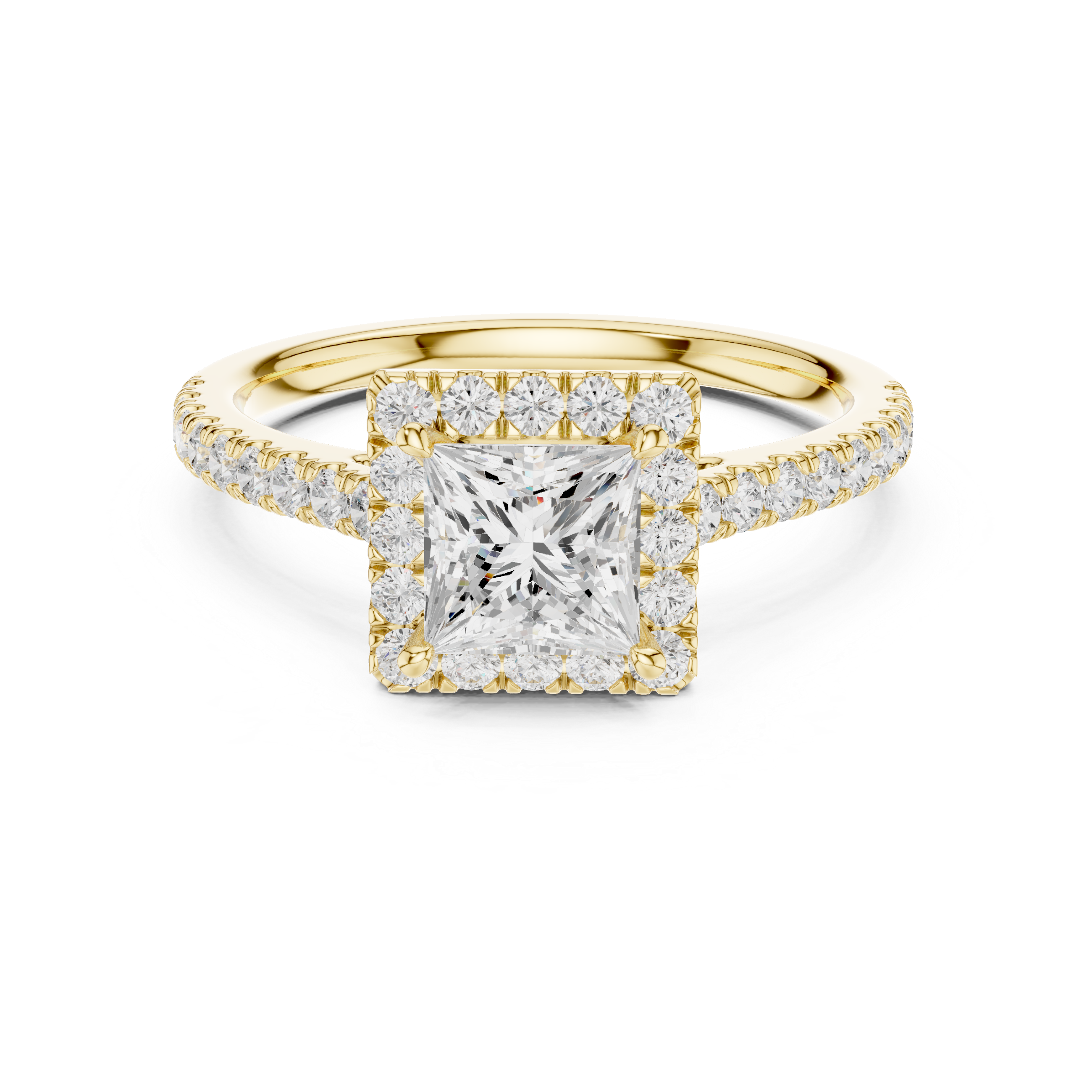 Princess Lab Grown Diamond Halo Pave Set Ring