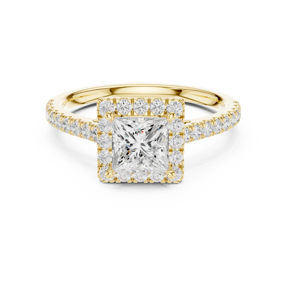 Princess Lab Grown Diamond Halo Pave Set Ring