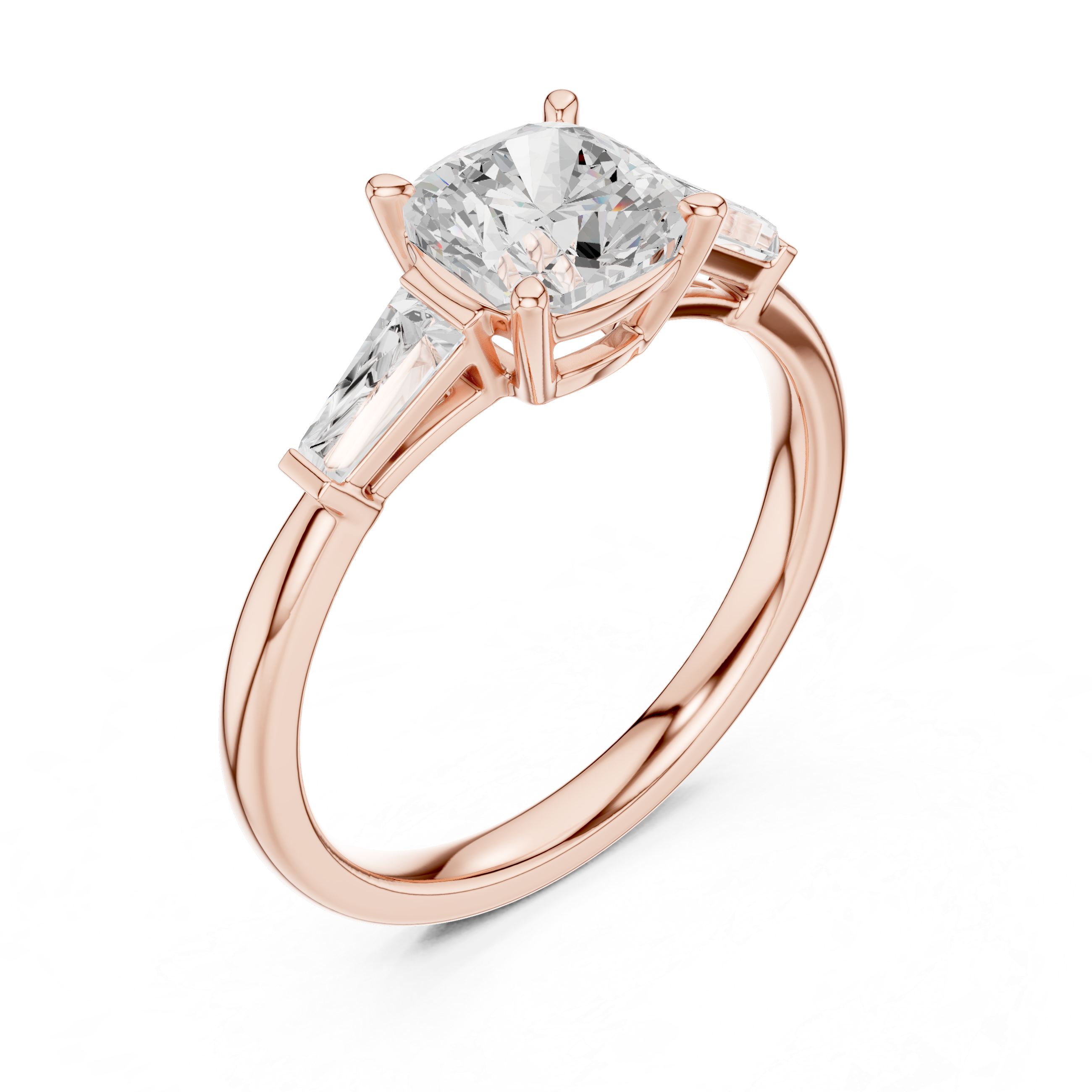 Cushion Diamond With Tapered Side Accents Ring
