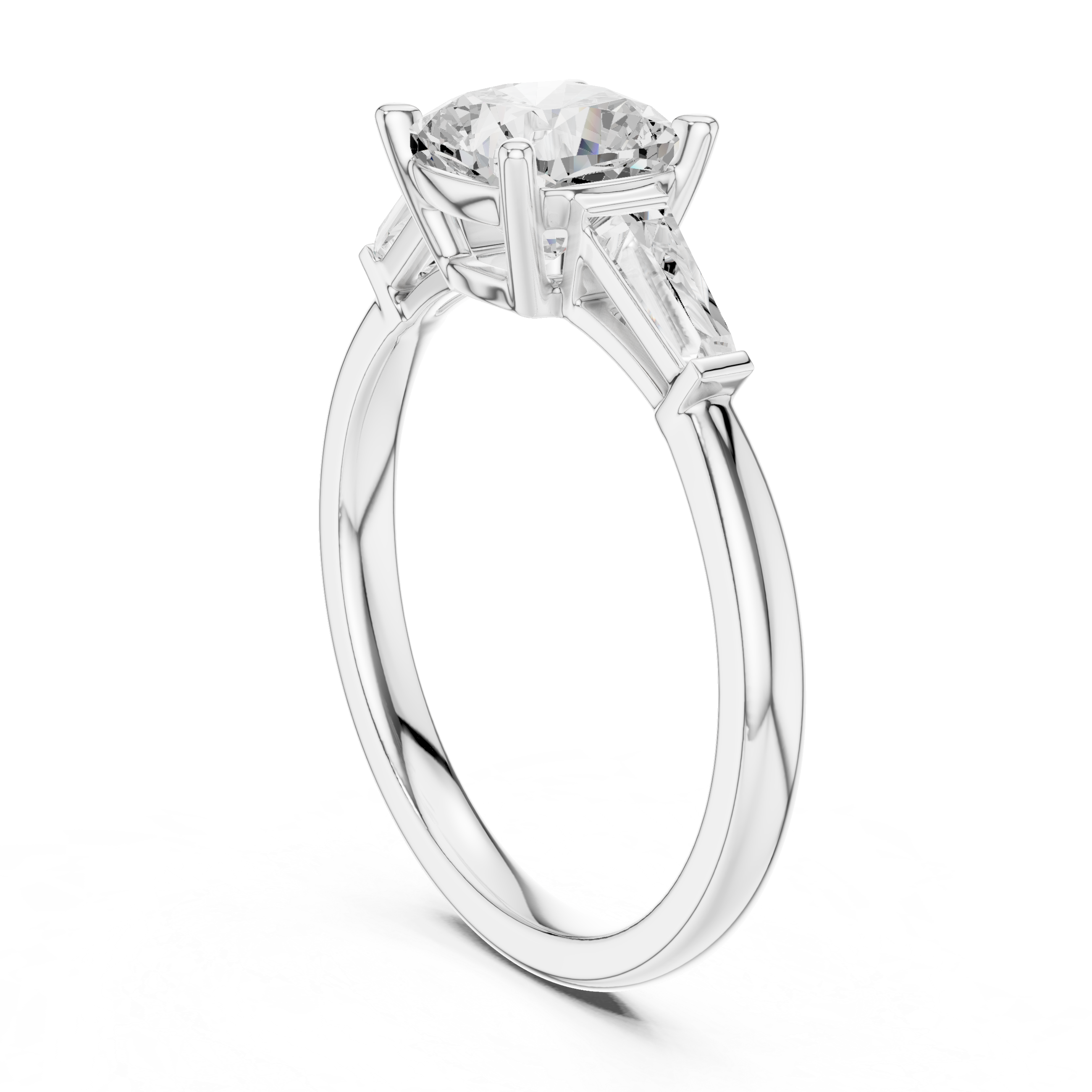 Cushion Diamond With Tapered Side Accents Ring