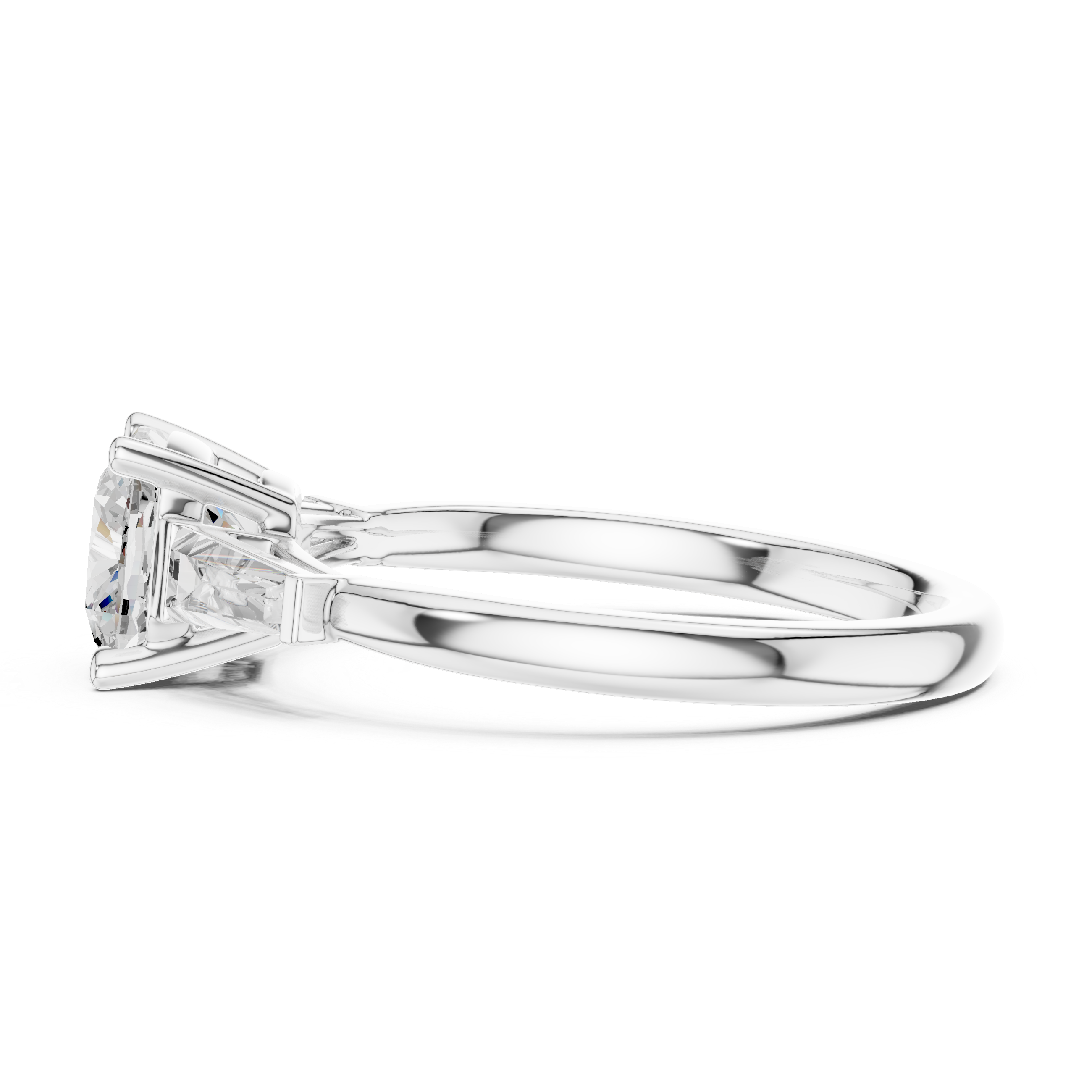 Cushion Diamond With Tapered Side Accents Ring