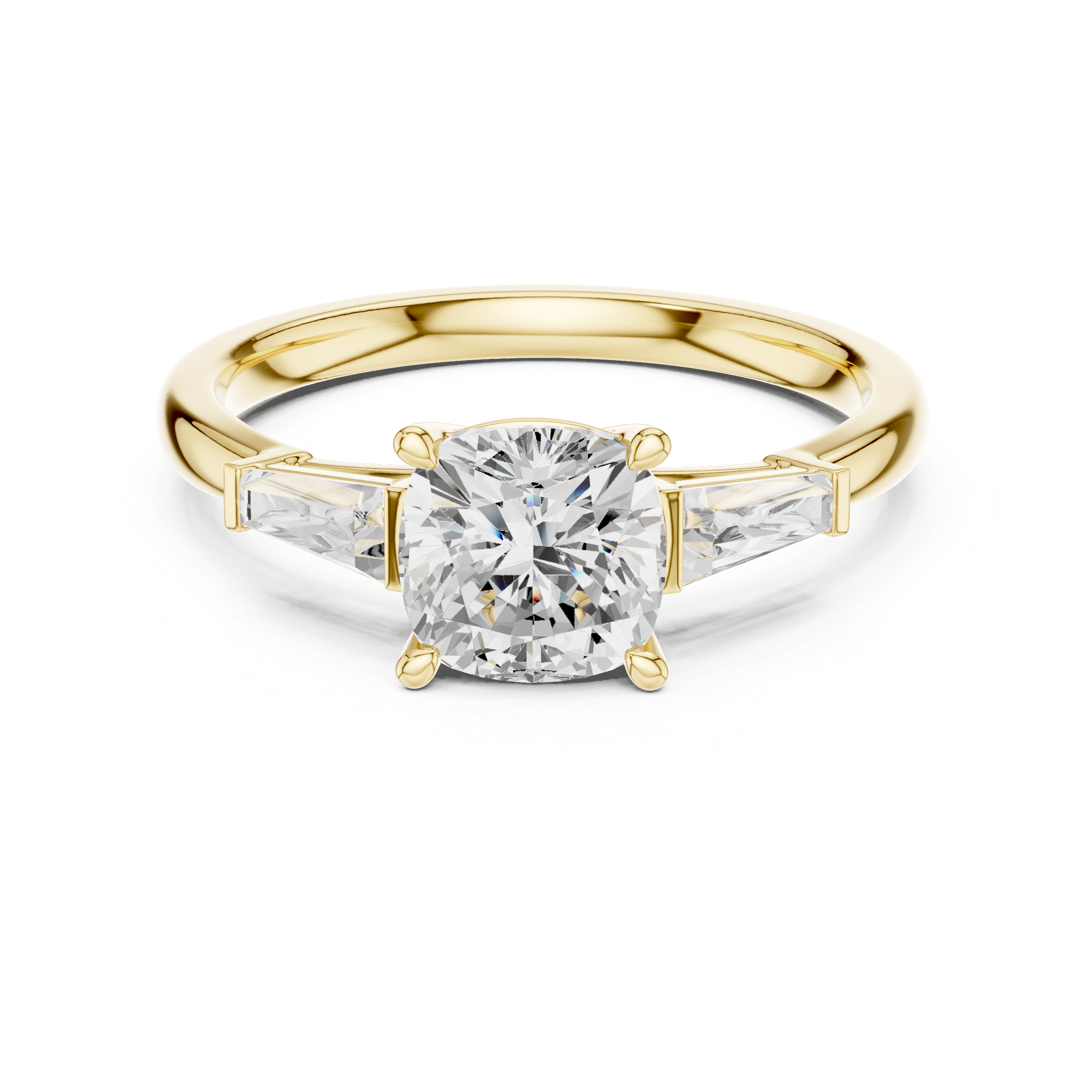Cushion Diamond With Tapered Side Accents Ring