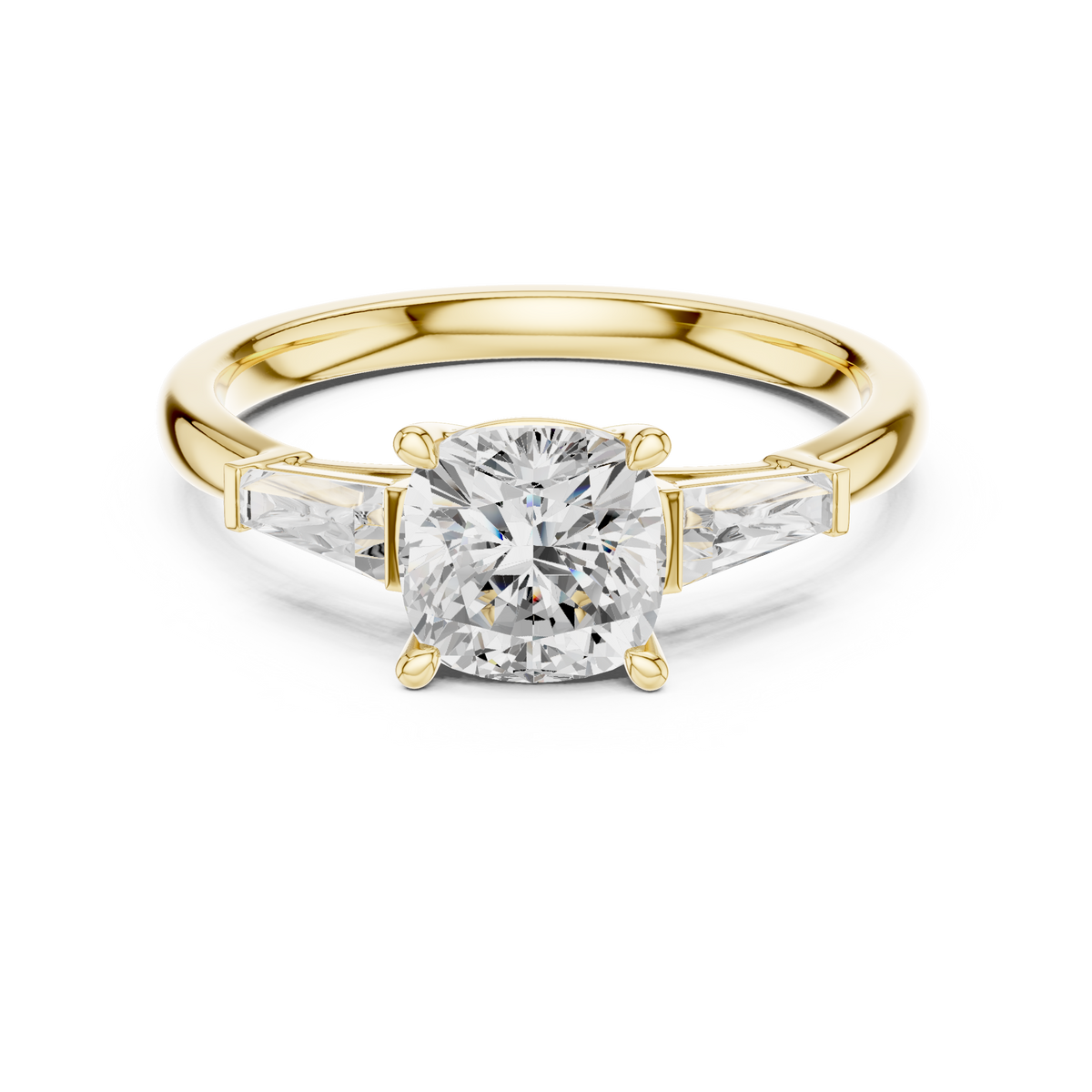 Cushion Diamond With Tapered Side Accents Ring