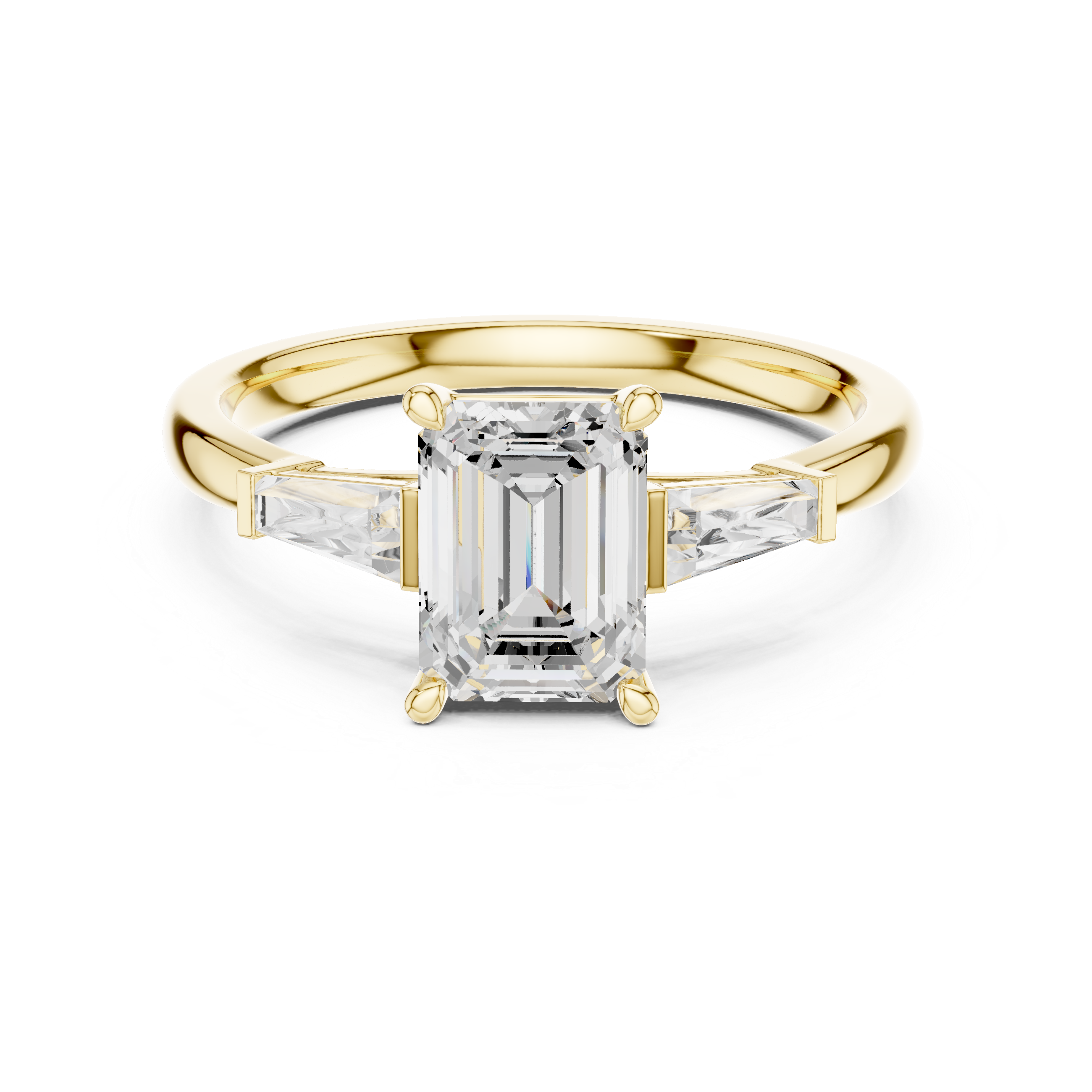 Emerald Diamond With Tapered Side Accents Ring
