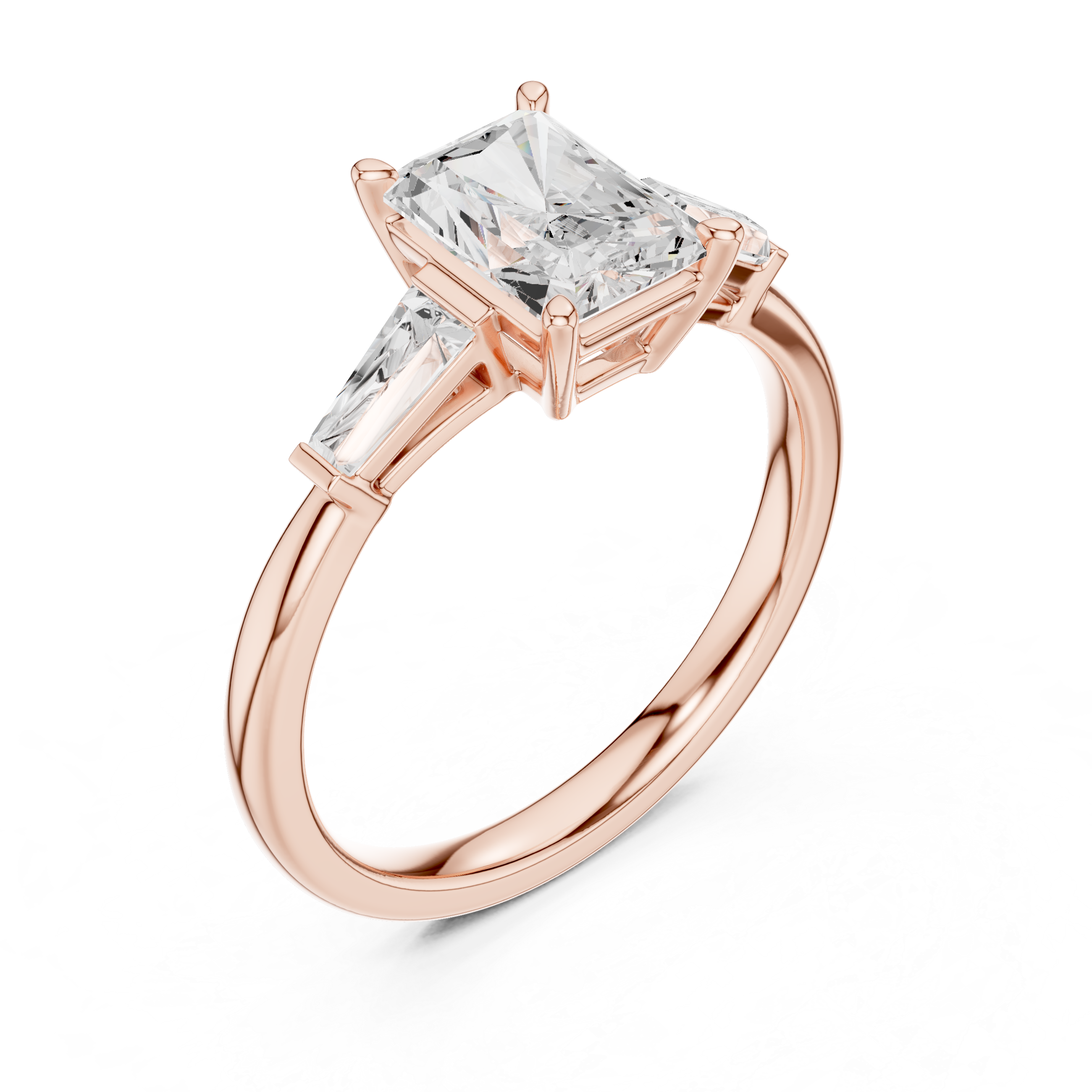 Radiant Diamond With Tapered Side Accents Ring