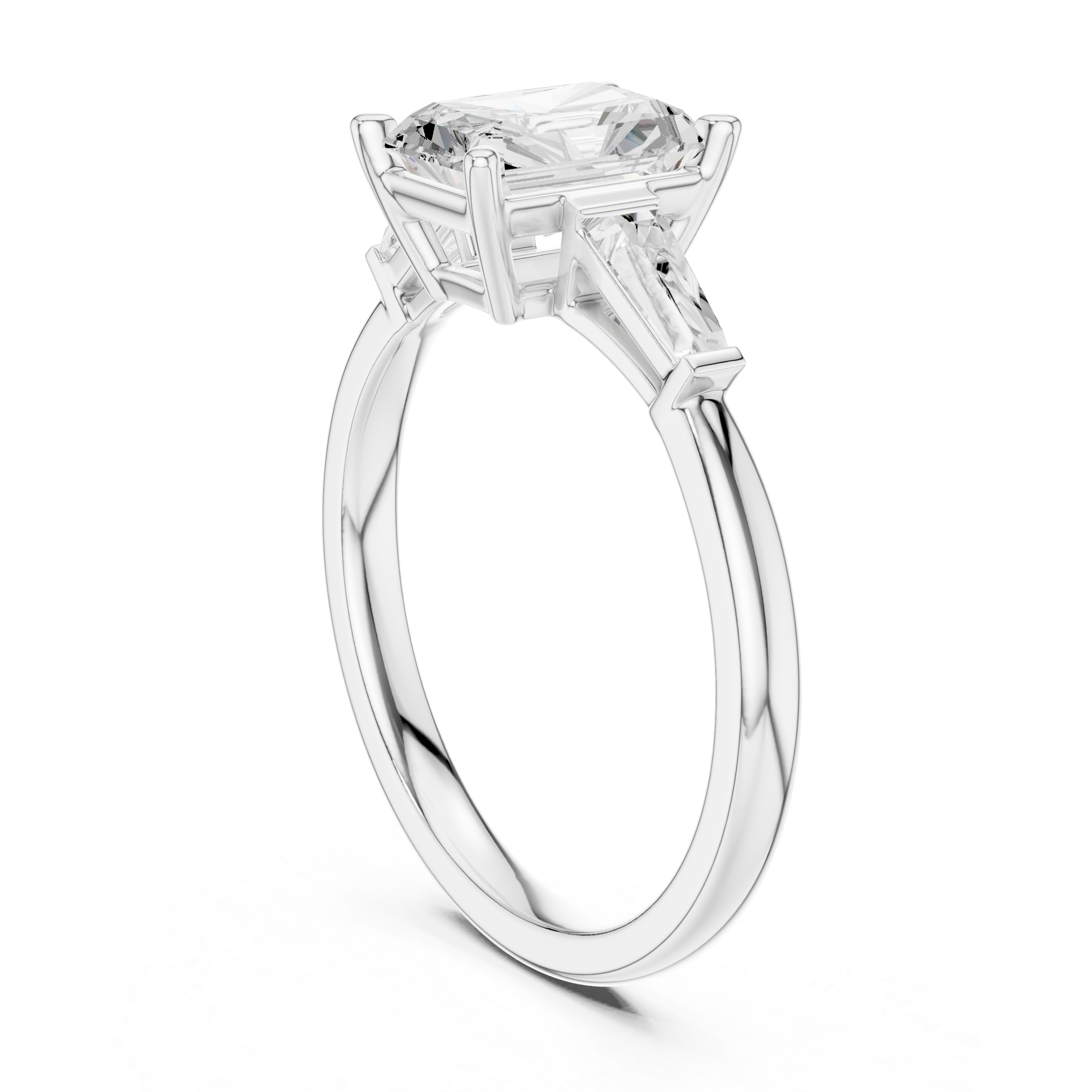 Radiant Diamond With Tapered Side Accents Ring