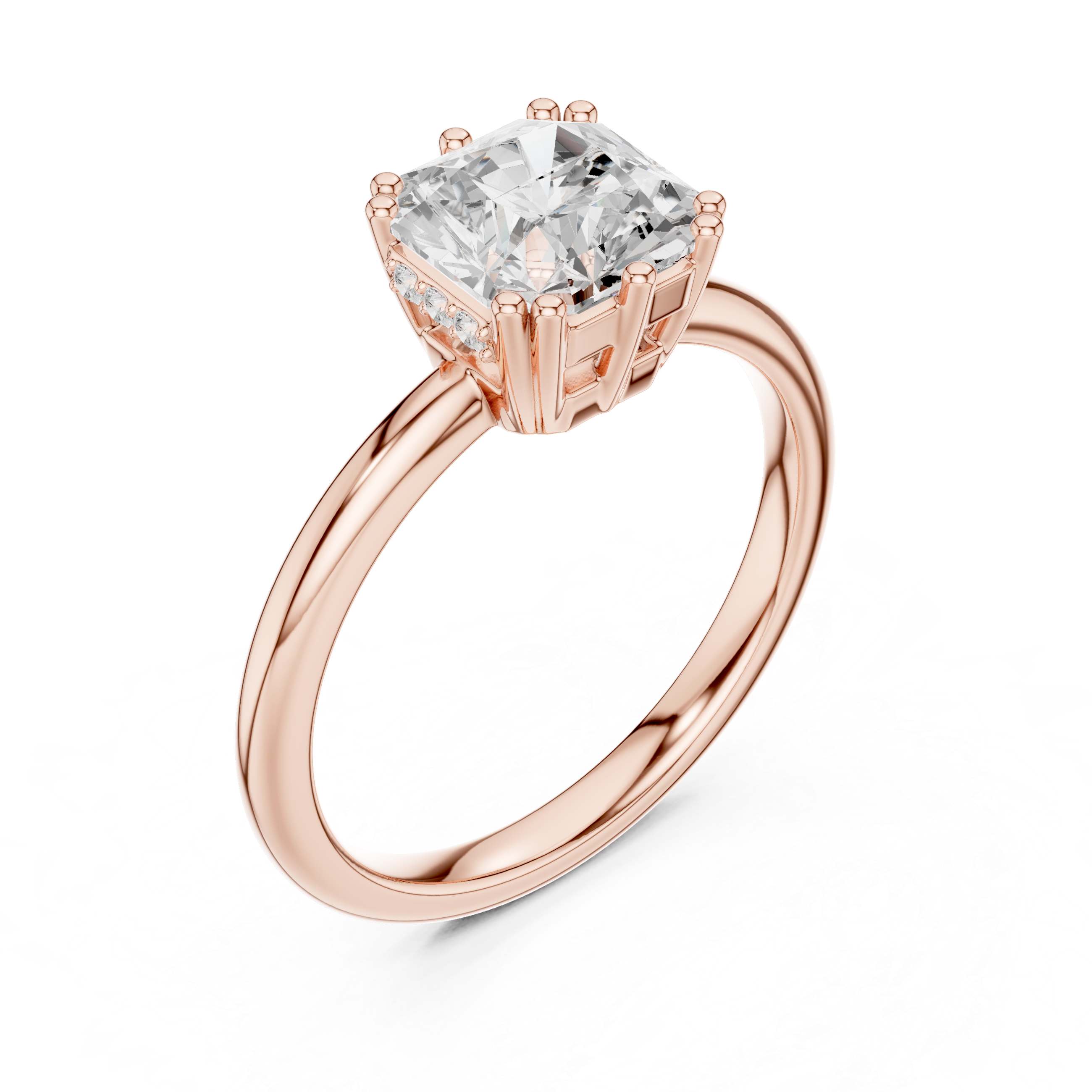 Solitaire Cushion Diamond Unique Multi-Prong Ring