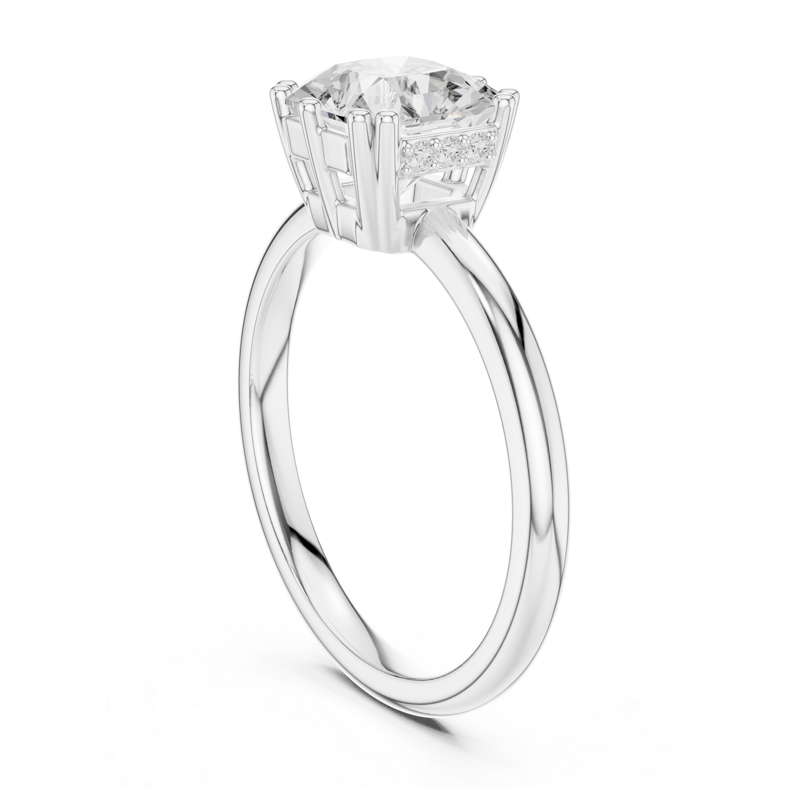 Solitaire Cushion Diamond Unique Multi-Prong Ring
