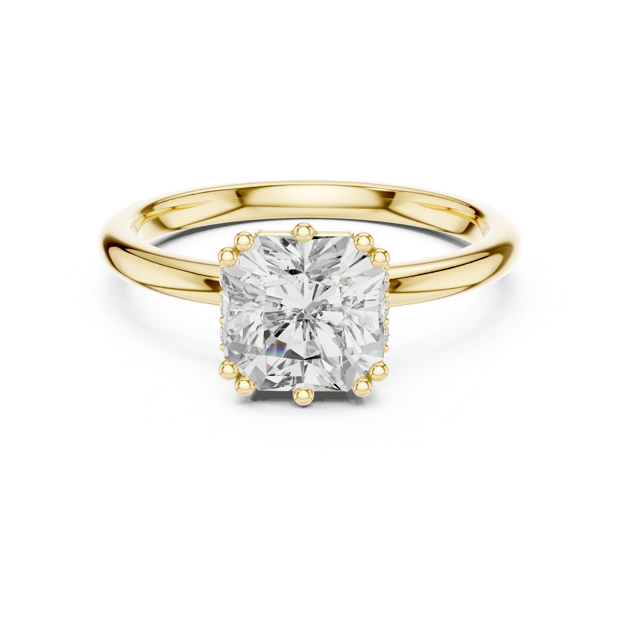 Solitaire Cushion Diamond Unique Multi-Prong Ring