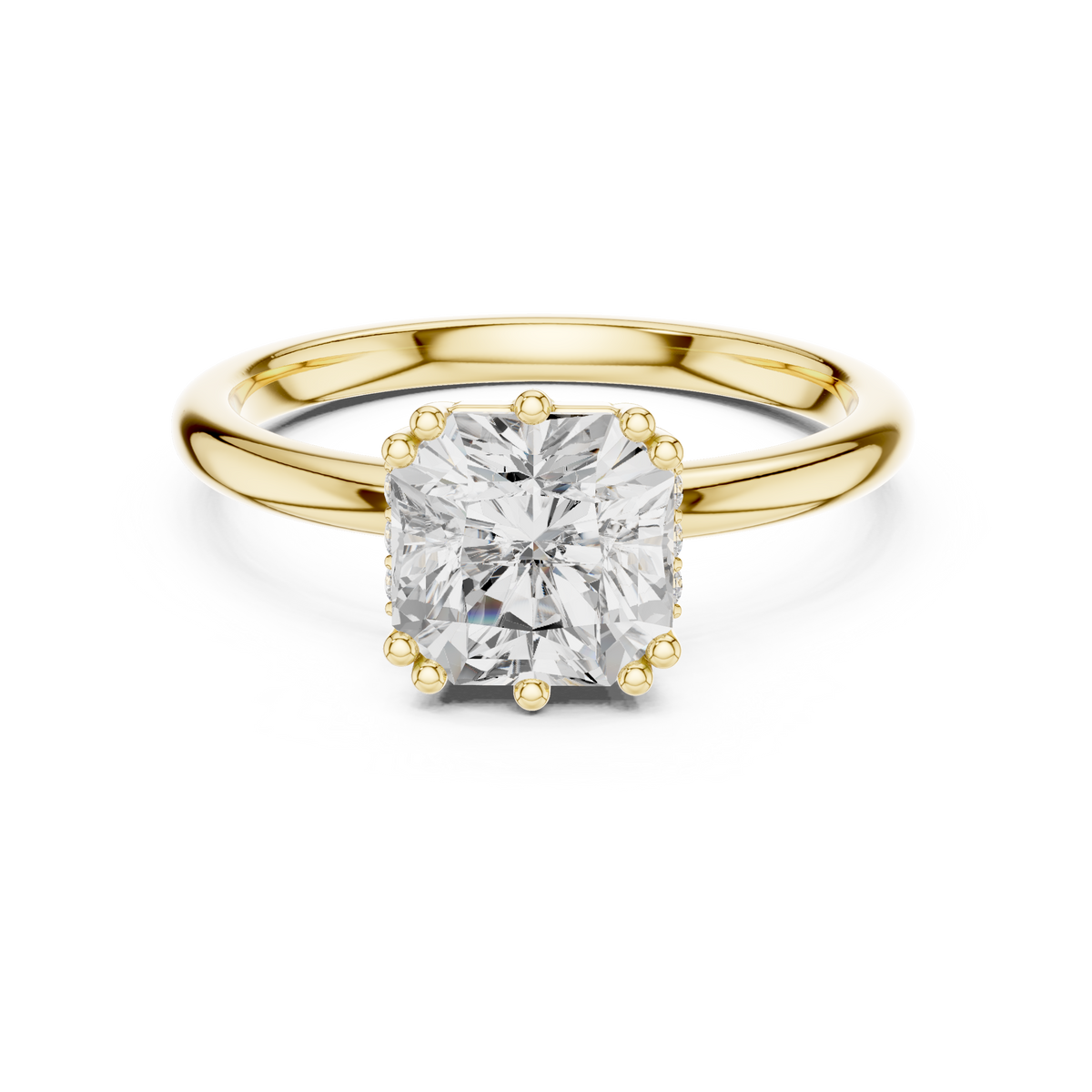 Solitaire Cushion Diamond Unique Multi-Prong Ring