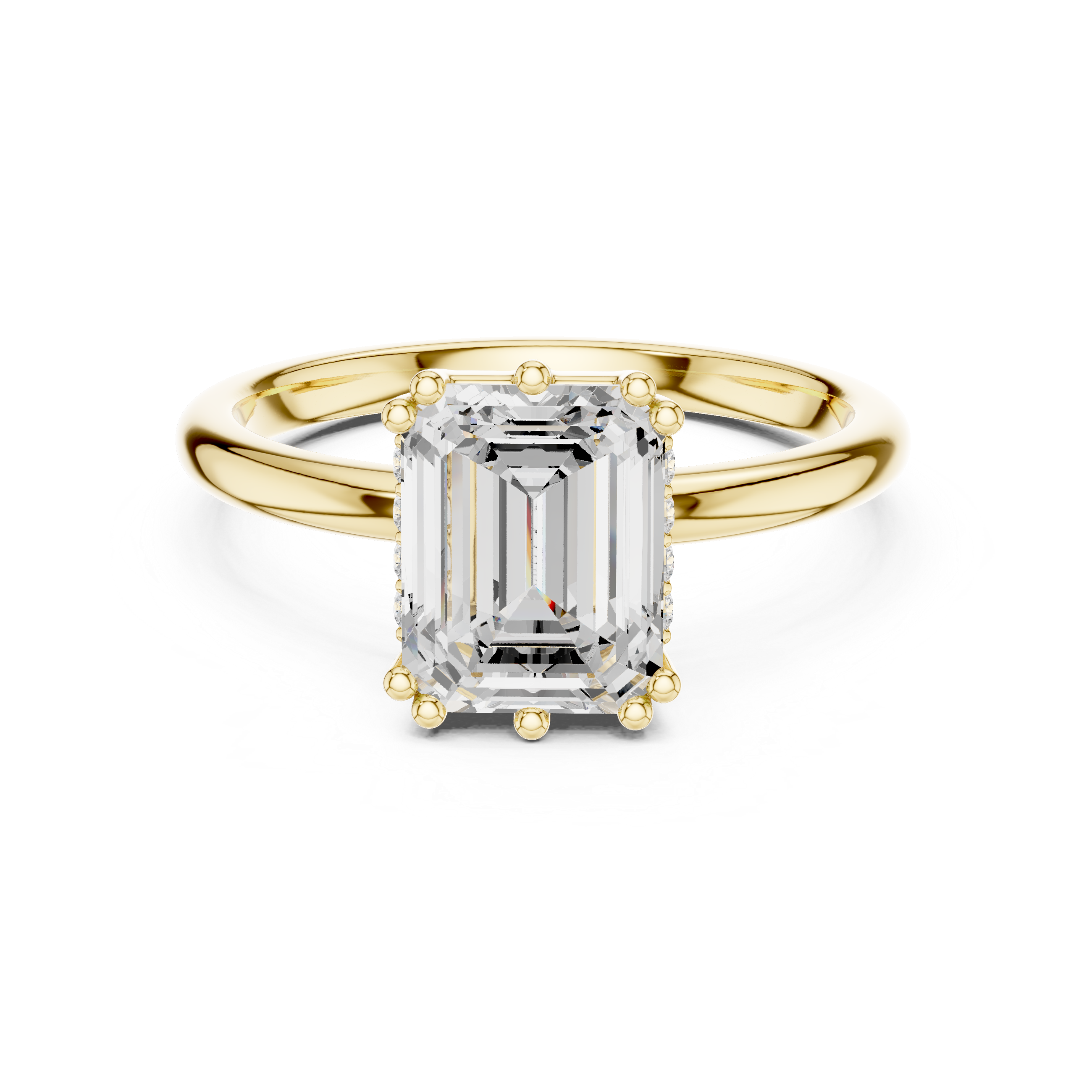 Solitaire Emerald  Diamond Unique Multi-Prong Ring