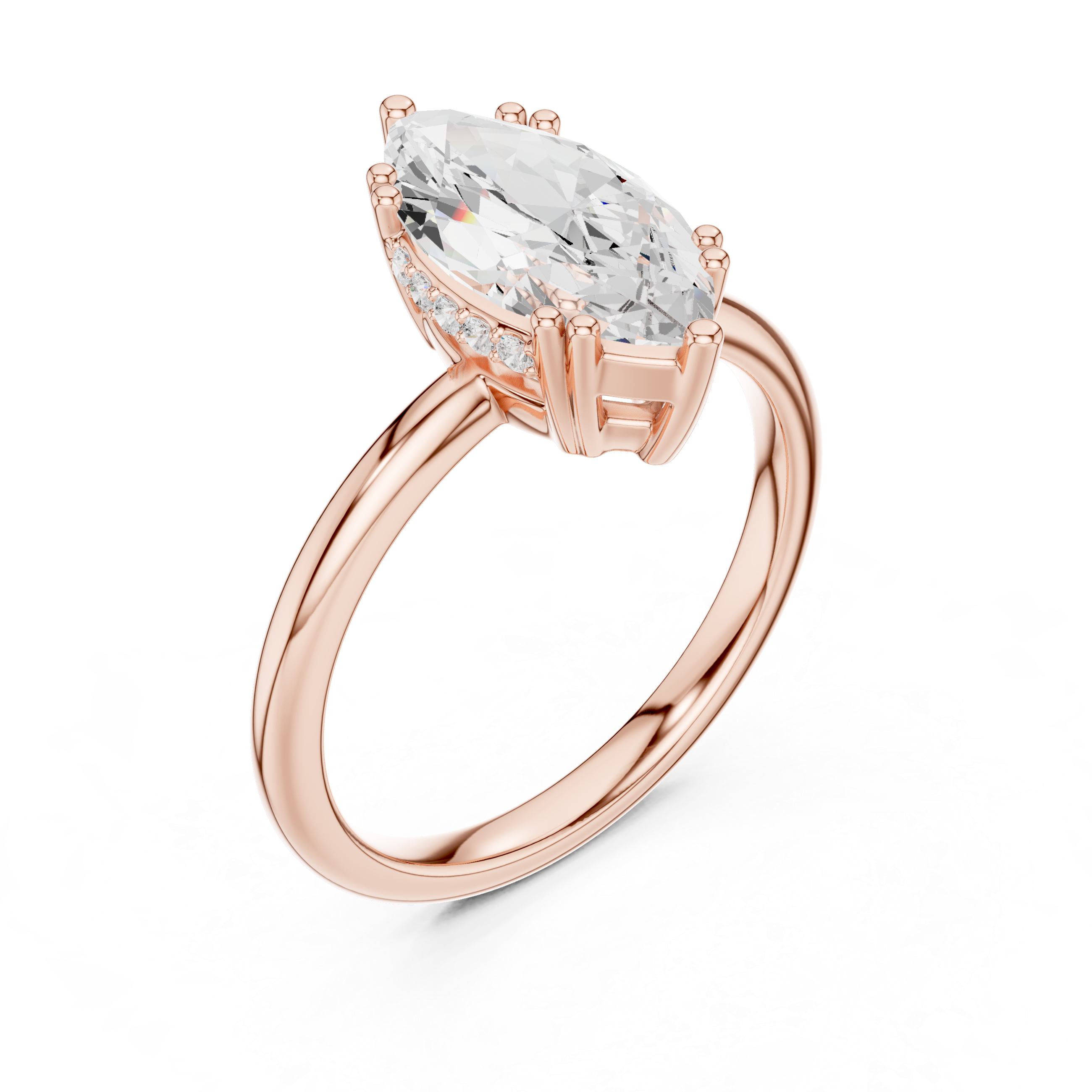 Solitaire Marquise Diamond Unique Multi-Prong Ring