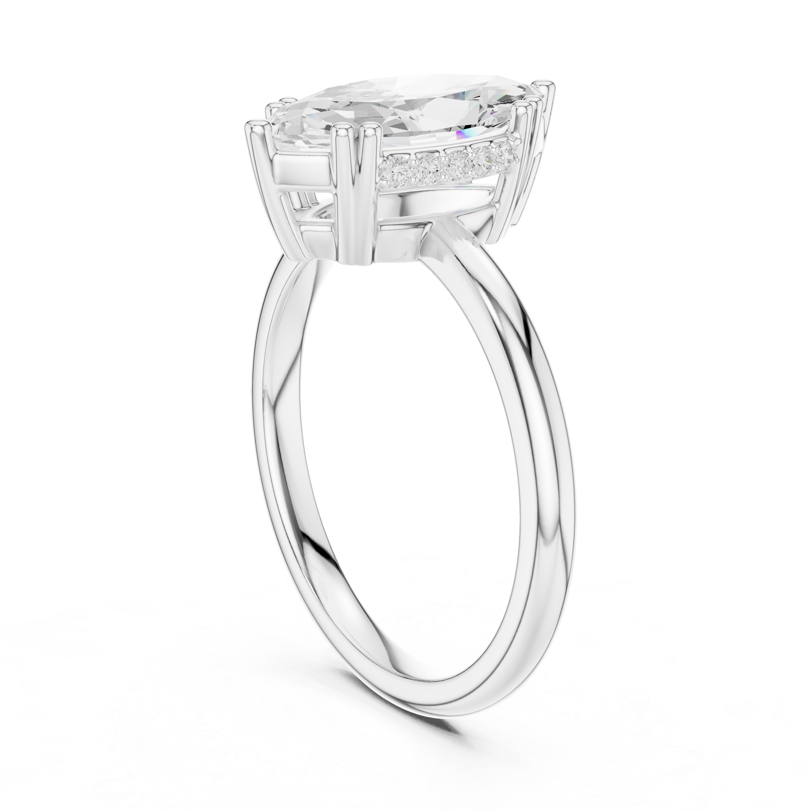 Solitaire Marquise Diamond Unique Multi-Prong Ring