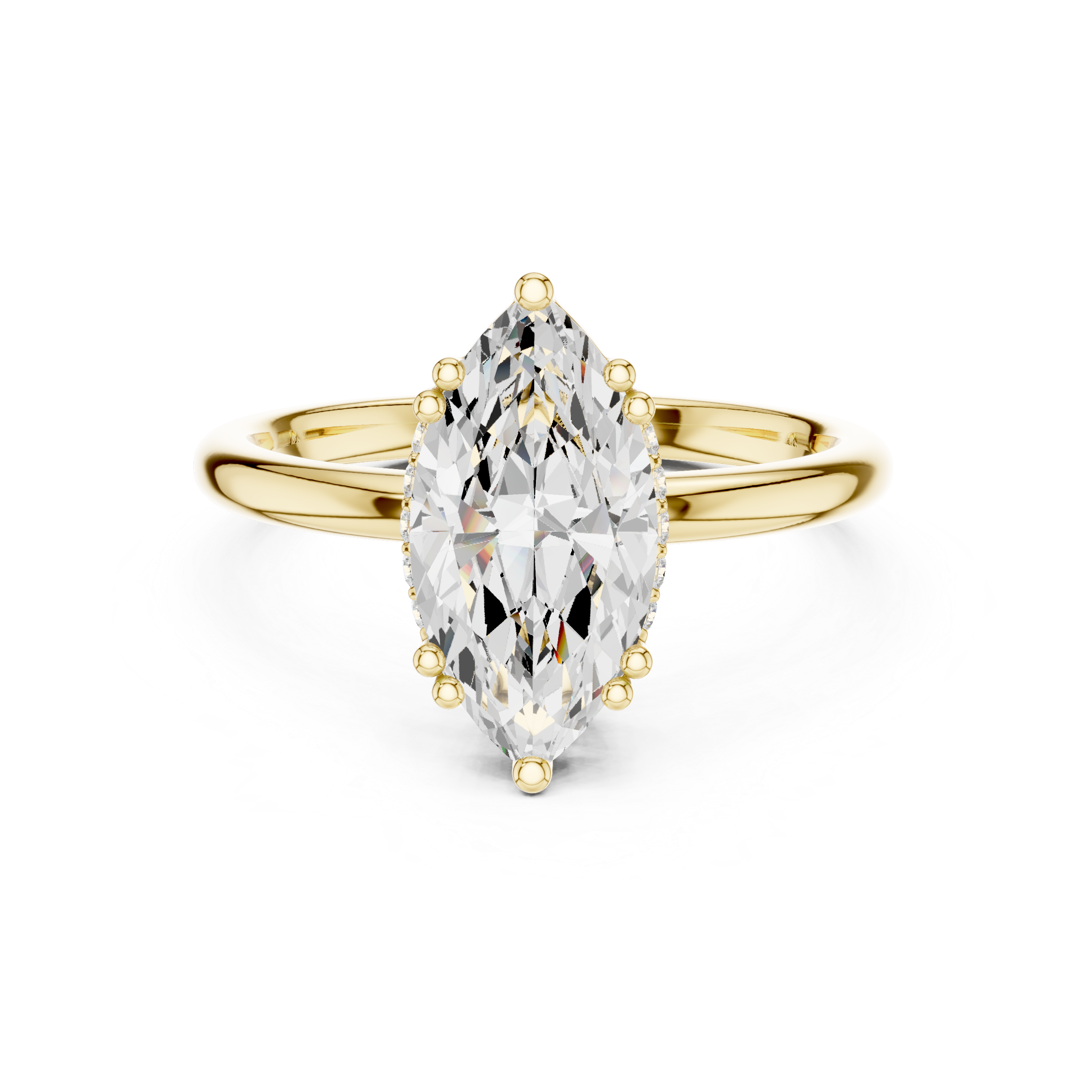 Solitaire Marquise Diamond Unique Multi-Prong Ring