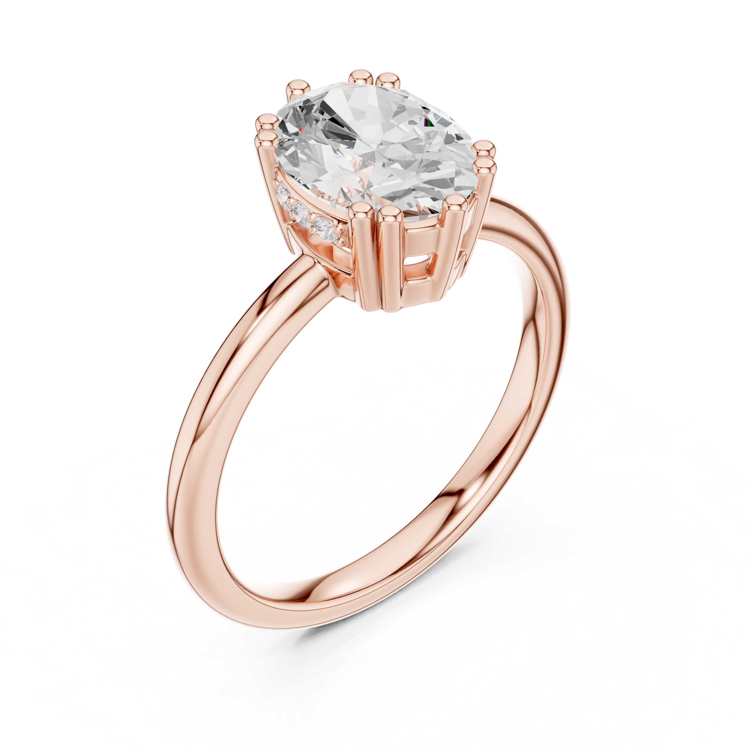 Solitaire Oval Diamond Unique Multi-Prong Ring