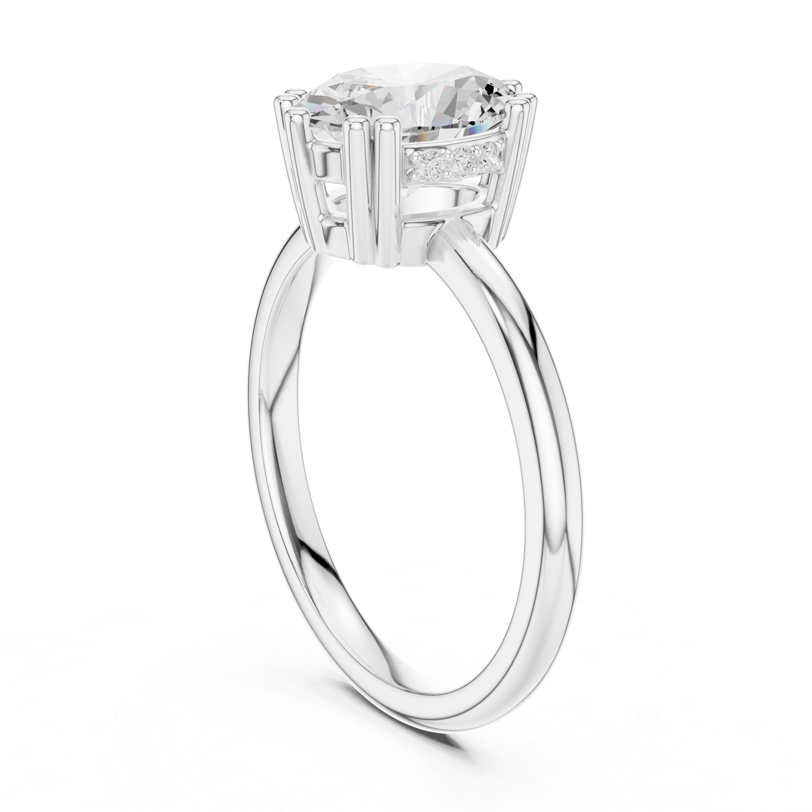 Solitaire Oval Diamond Unique Multi-Prong Ring