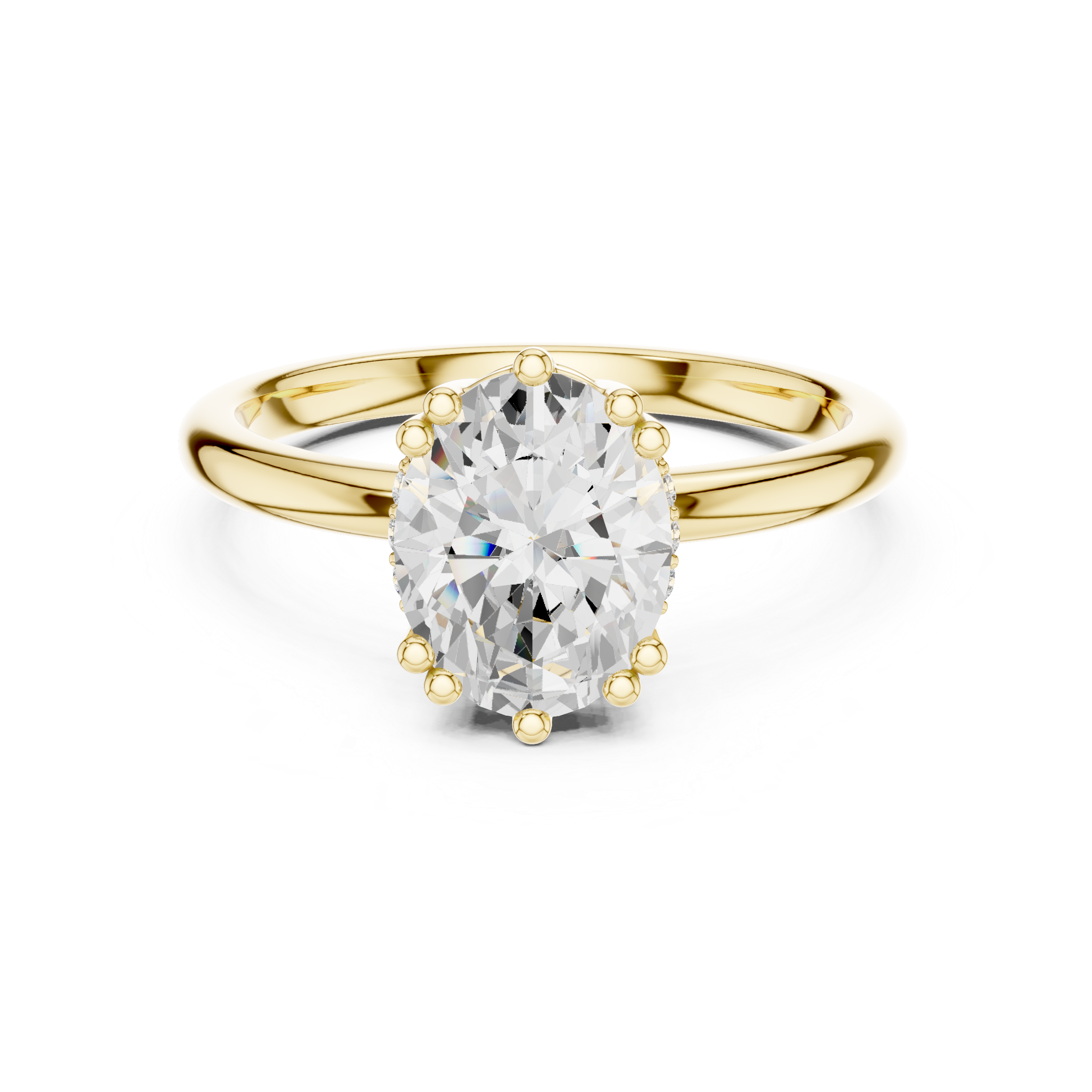 Solitaire Oval Diamond Unique Multi-Prong Ring