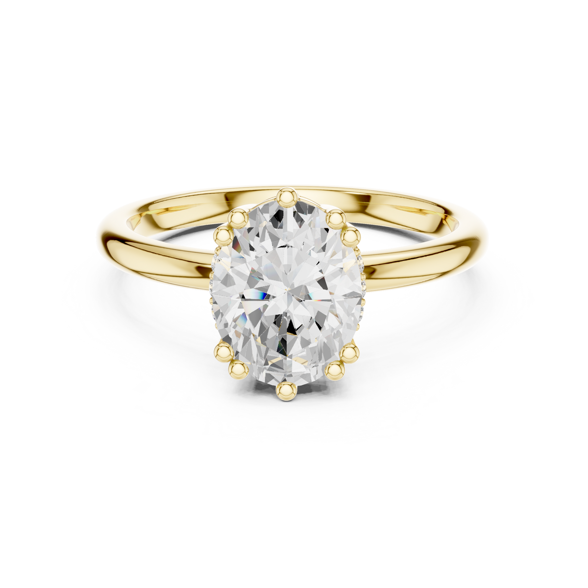 Solitaire Oval Diamond Unique Multi-Prong Ring