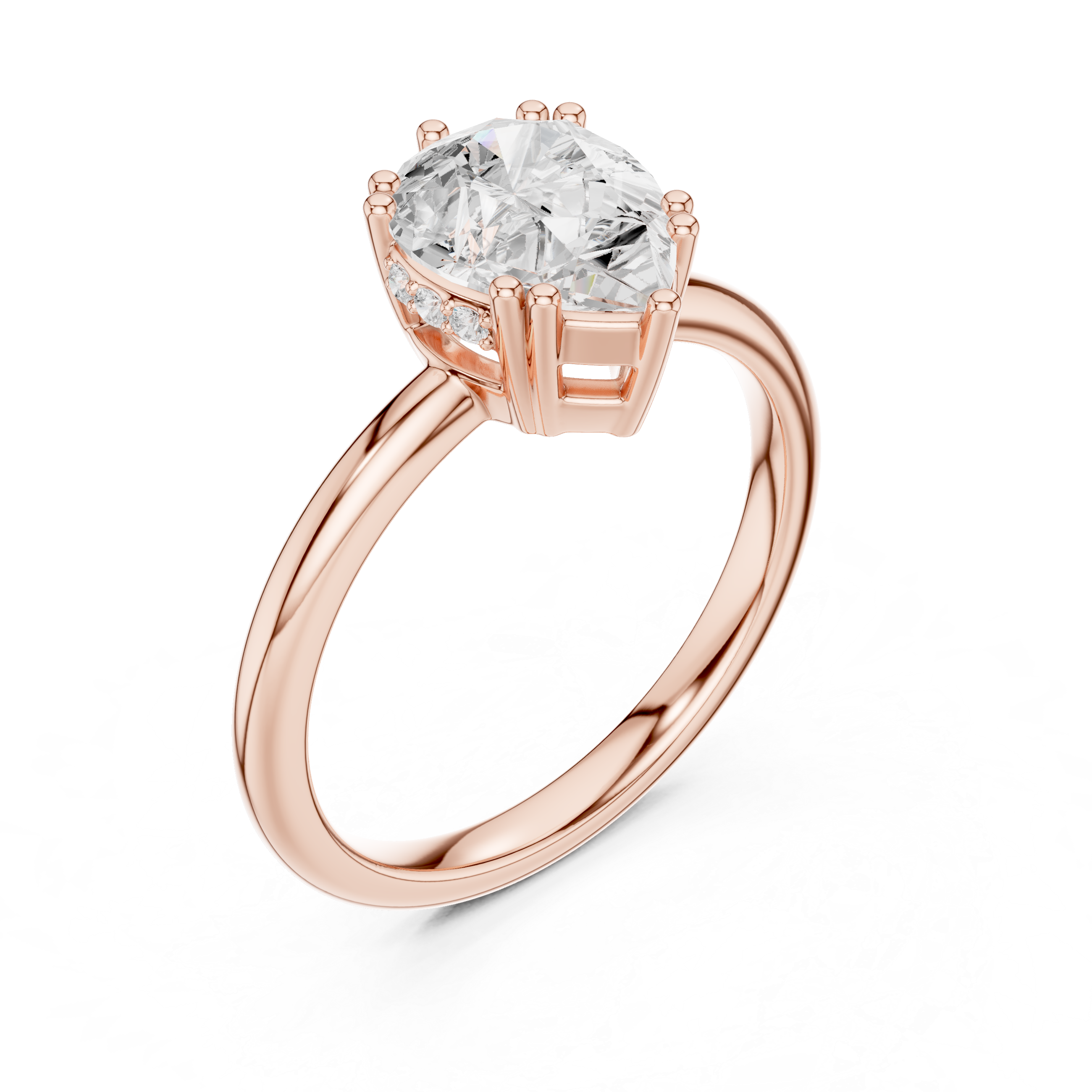 Solitaire Pear Diamond Unique Multi-Prong Ring