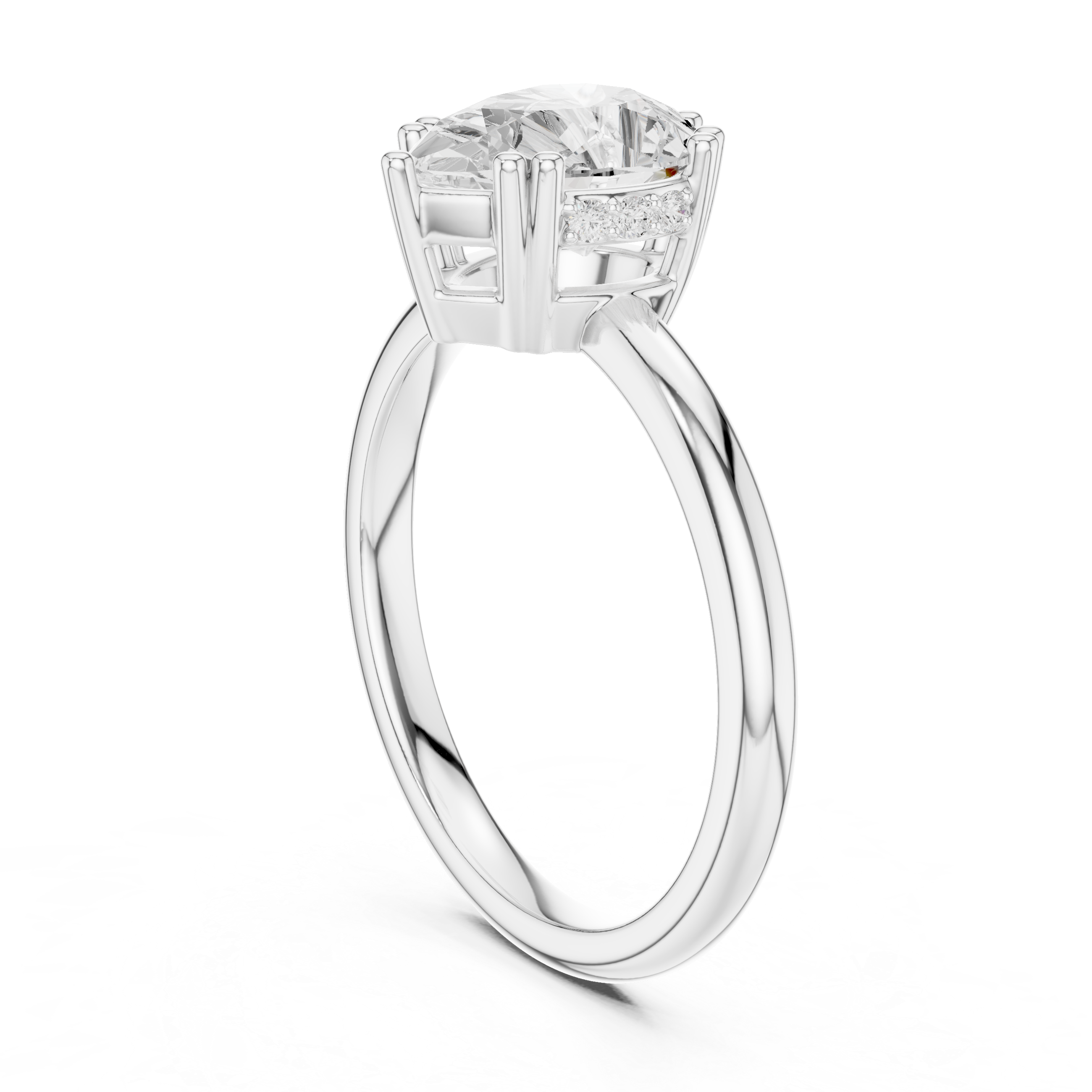 Solitaire Pear Diamond Unique Multi-Prong Ring