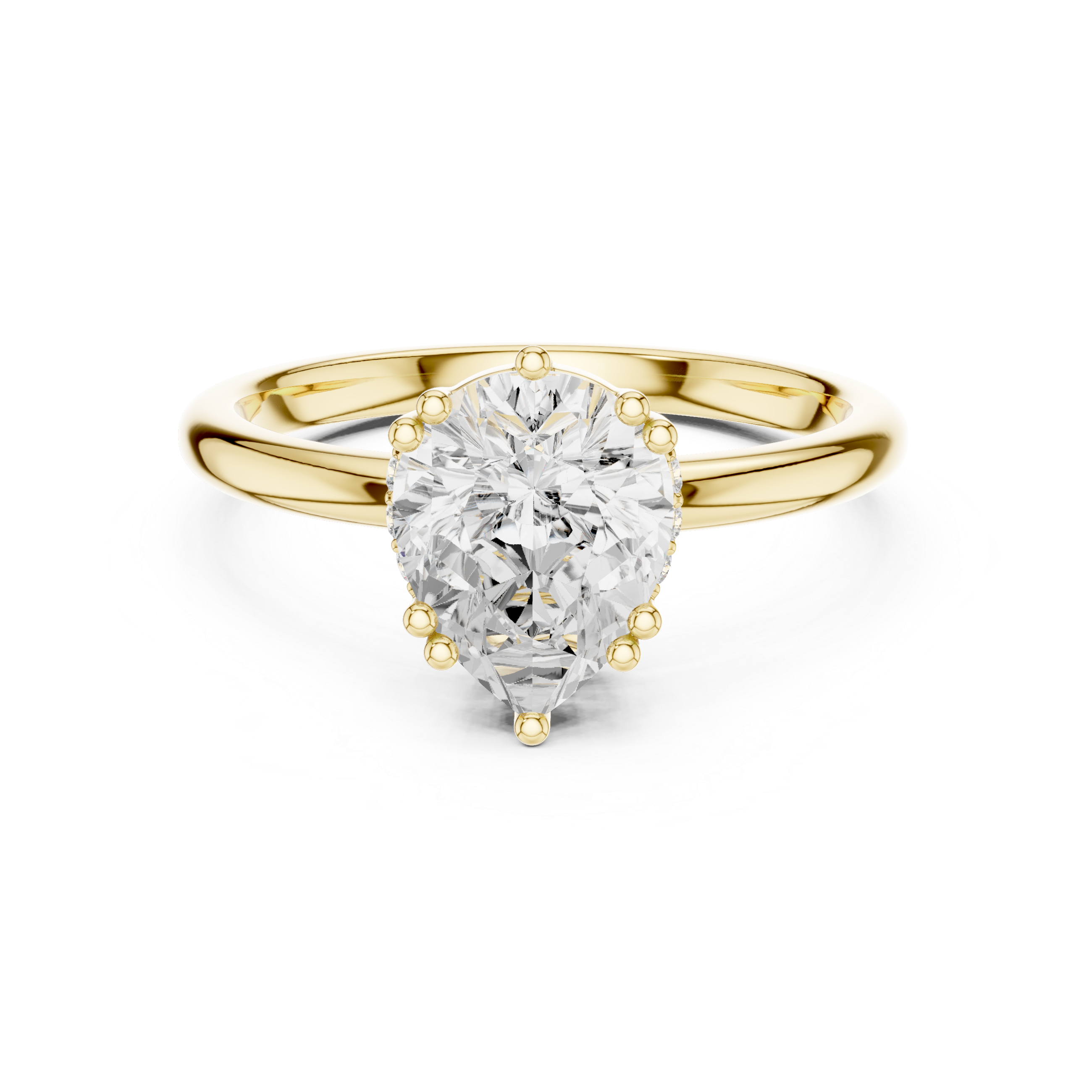 Solitaire Pear Diamond Unique Multi-Prong Ring