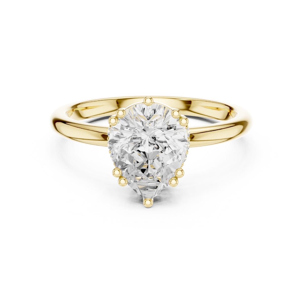 Solitaire Pear Diamond Unique Multi-Prong Ring