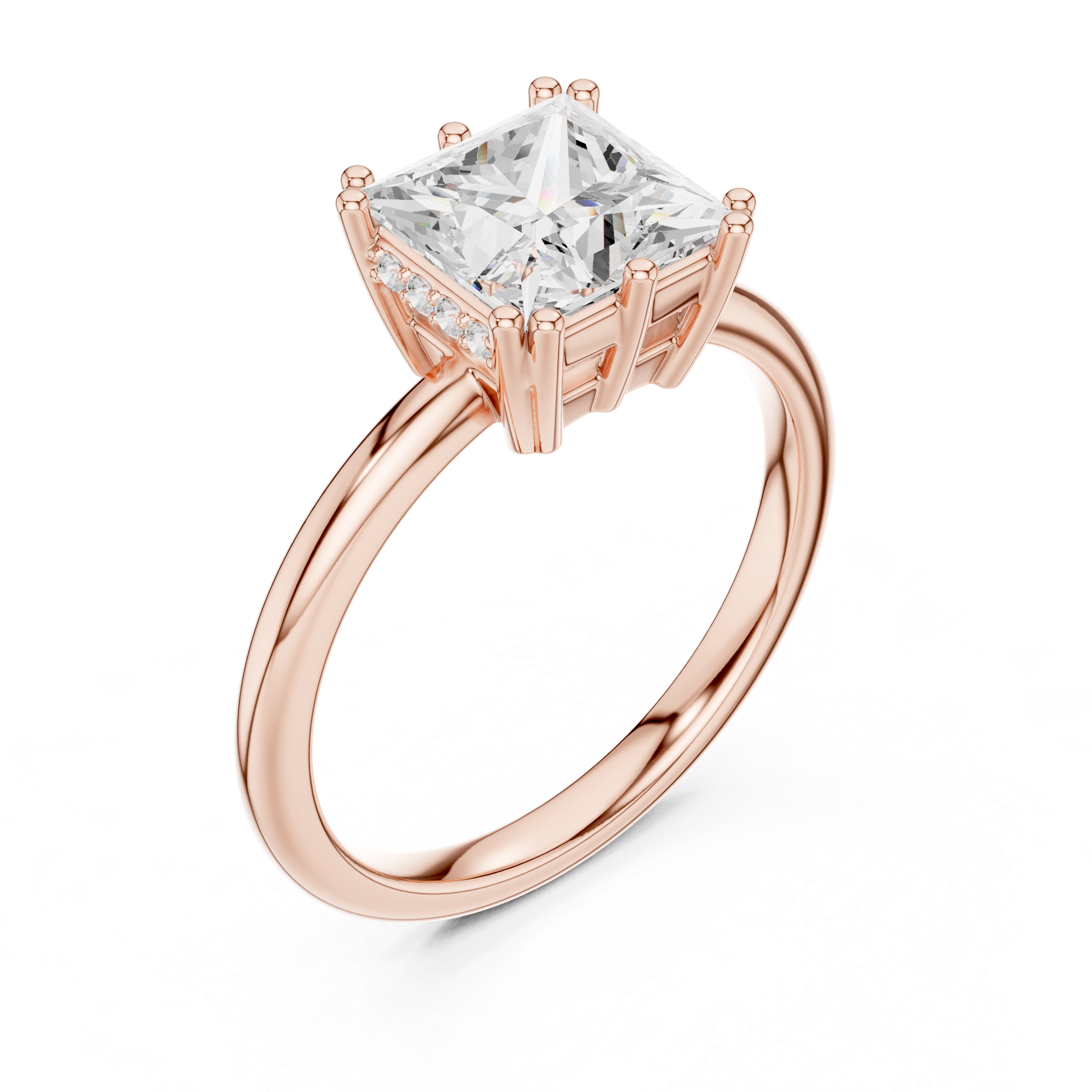 Solitaire Princess Diamond Unique Multi-Prong Ring