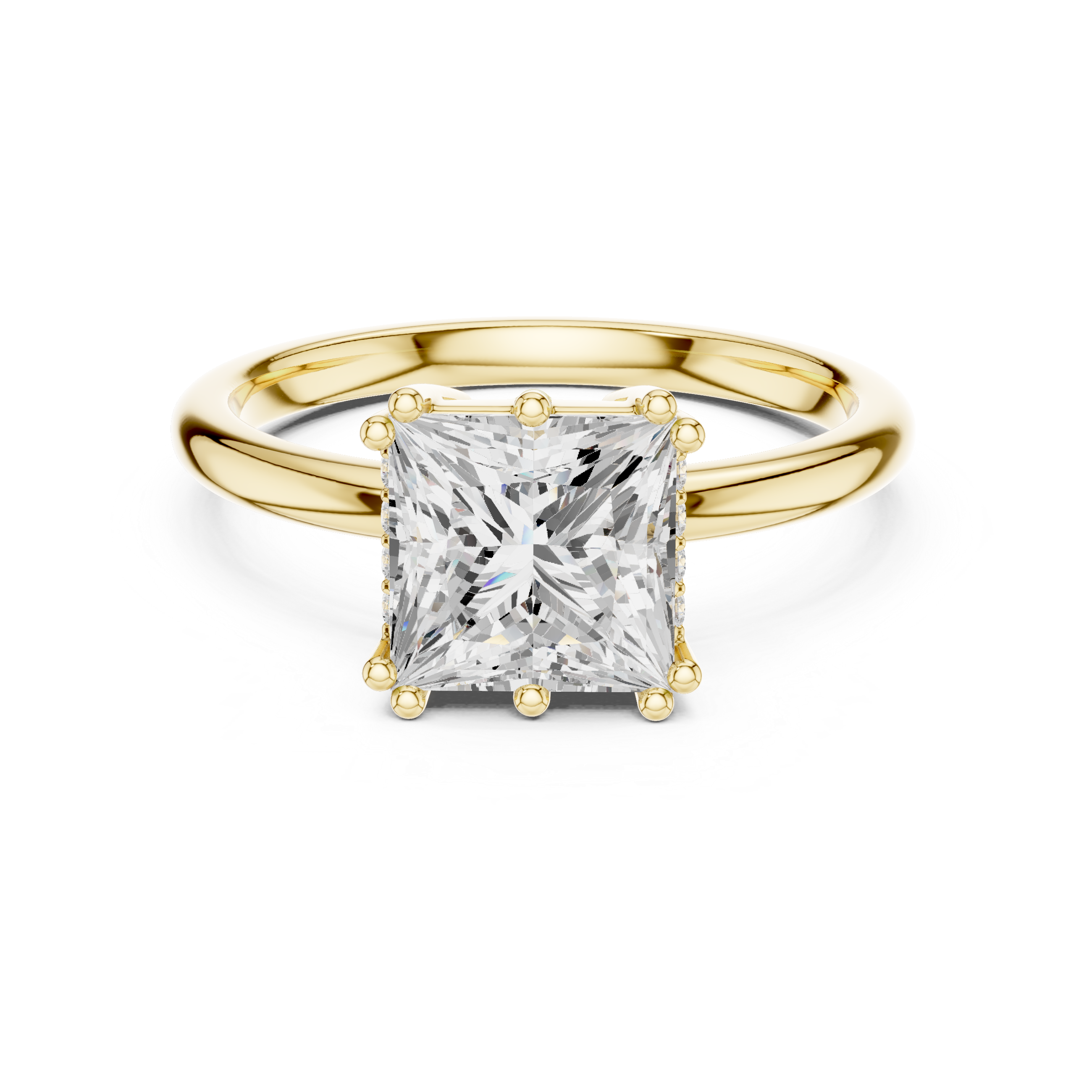 Solitaire Princess Diamond Unique Multi-Prong Ring