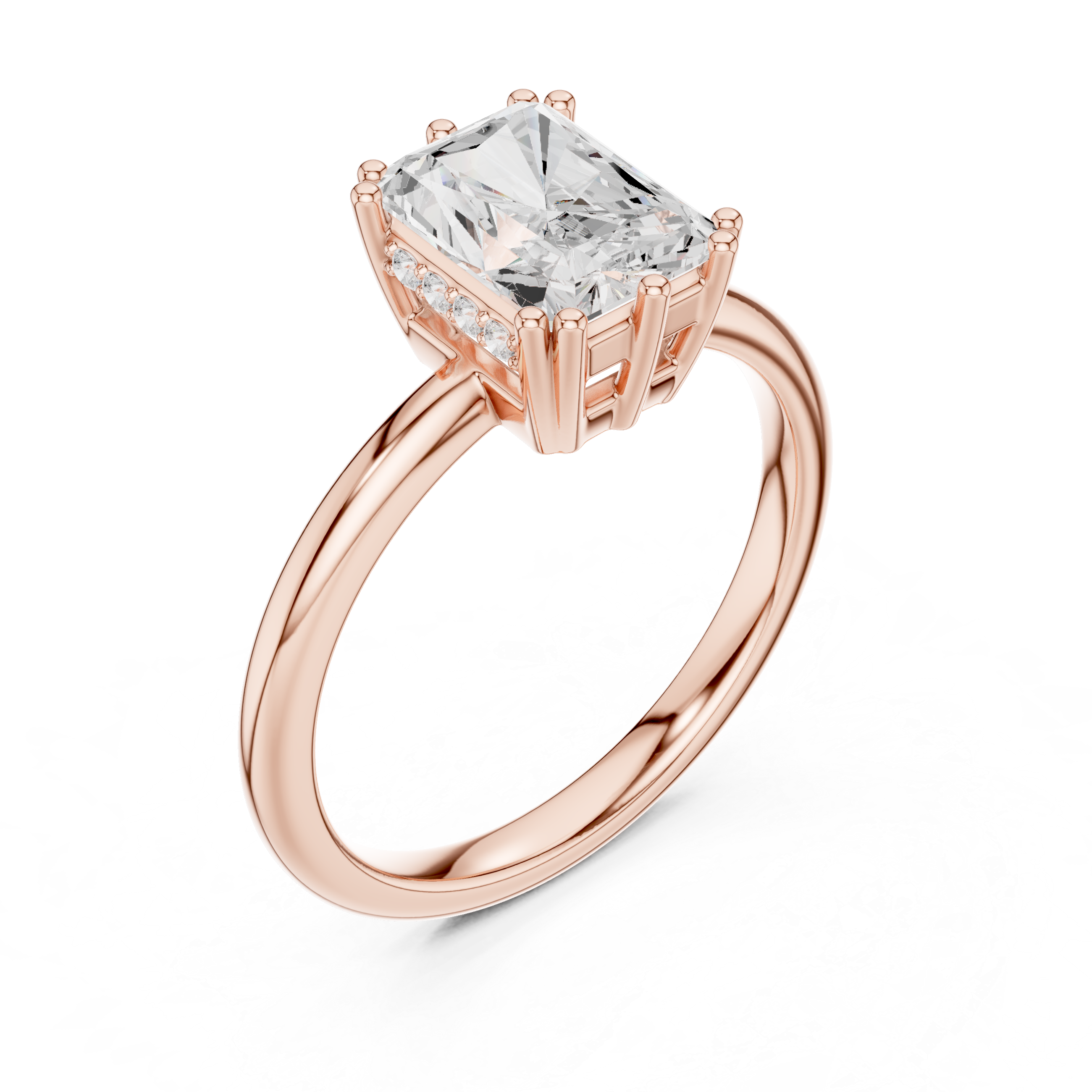 Solitaire Radiant Diamond Unique Multi-Prong Ring