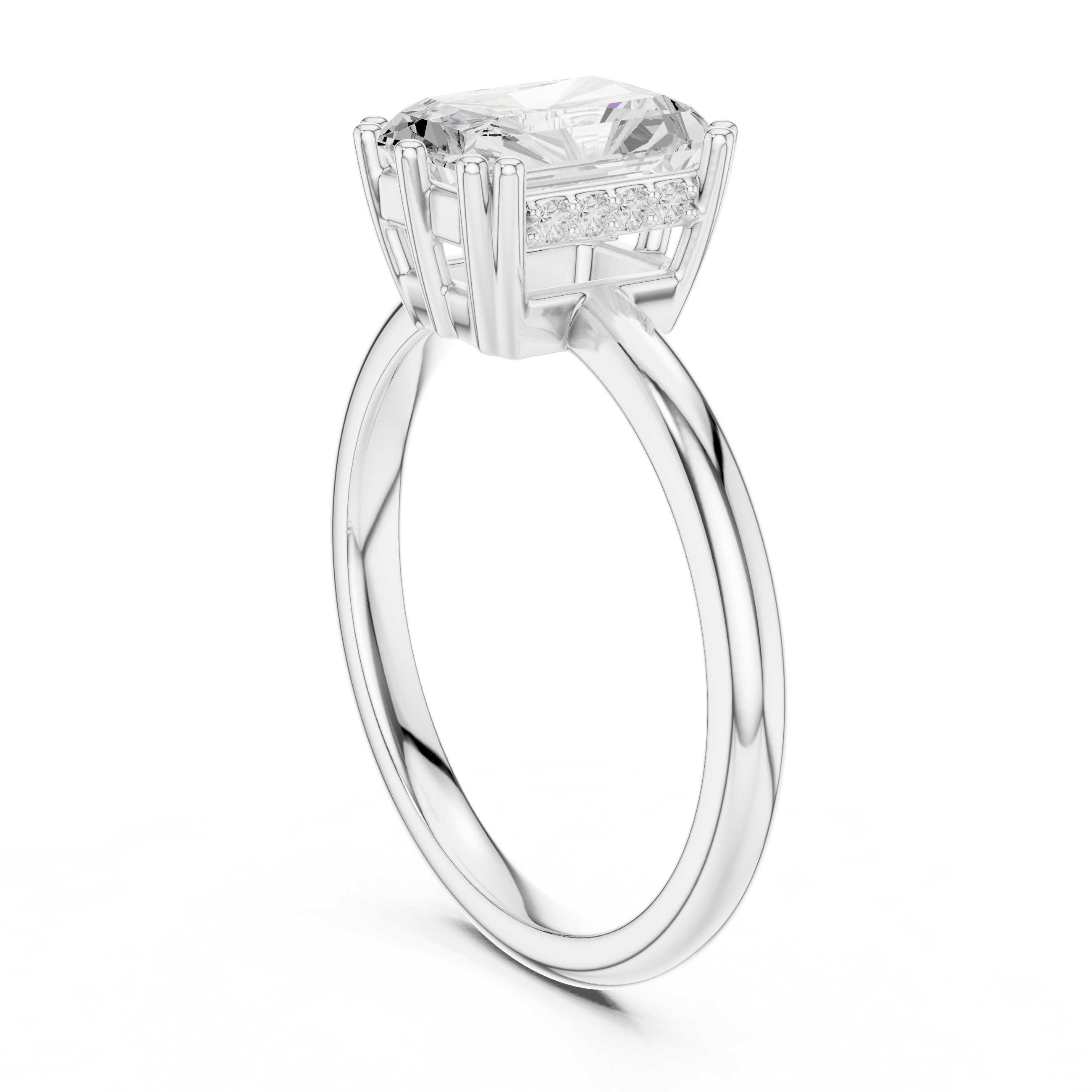 Solitaire Radiant Diamond Unique Multi-Prong Ring