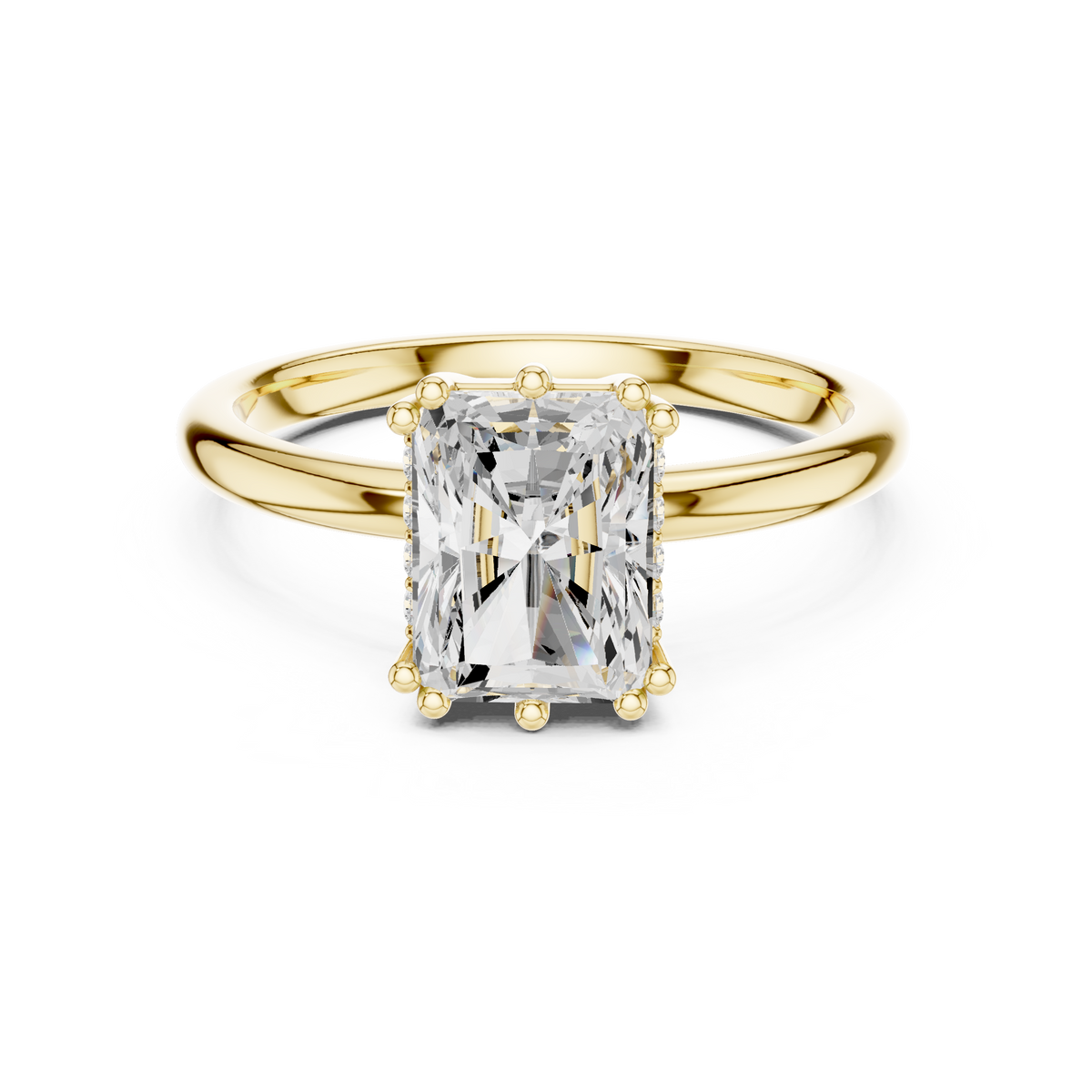 Solitaire Radiant Diamond Unique Multi-Prong Ring