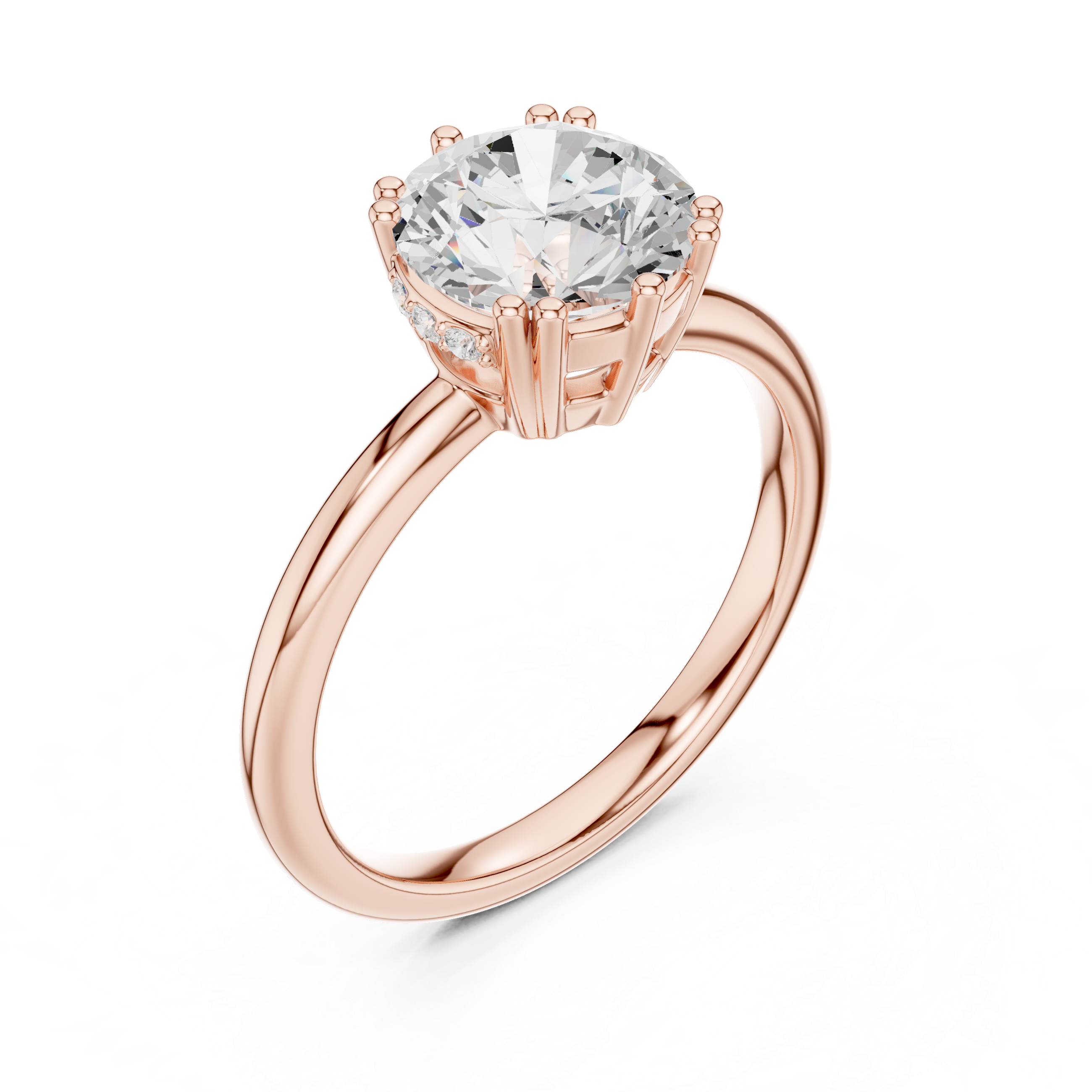 Solitaire Round Diamond Unique Multi-Prong Ring