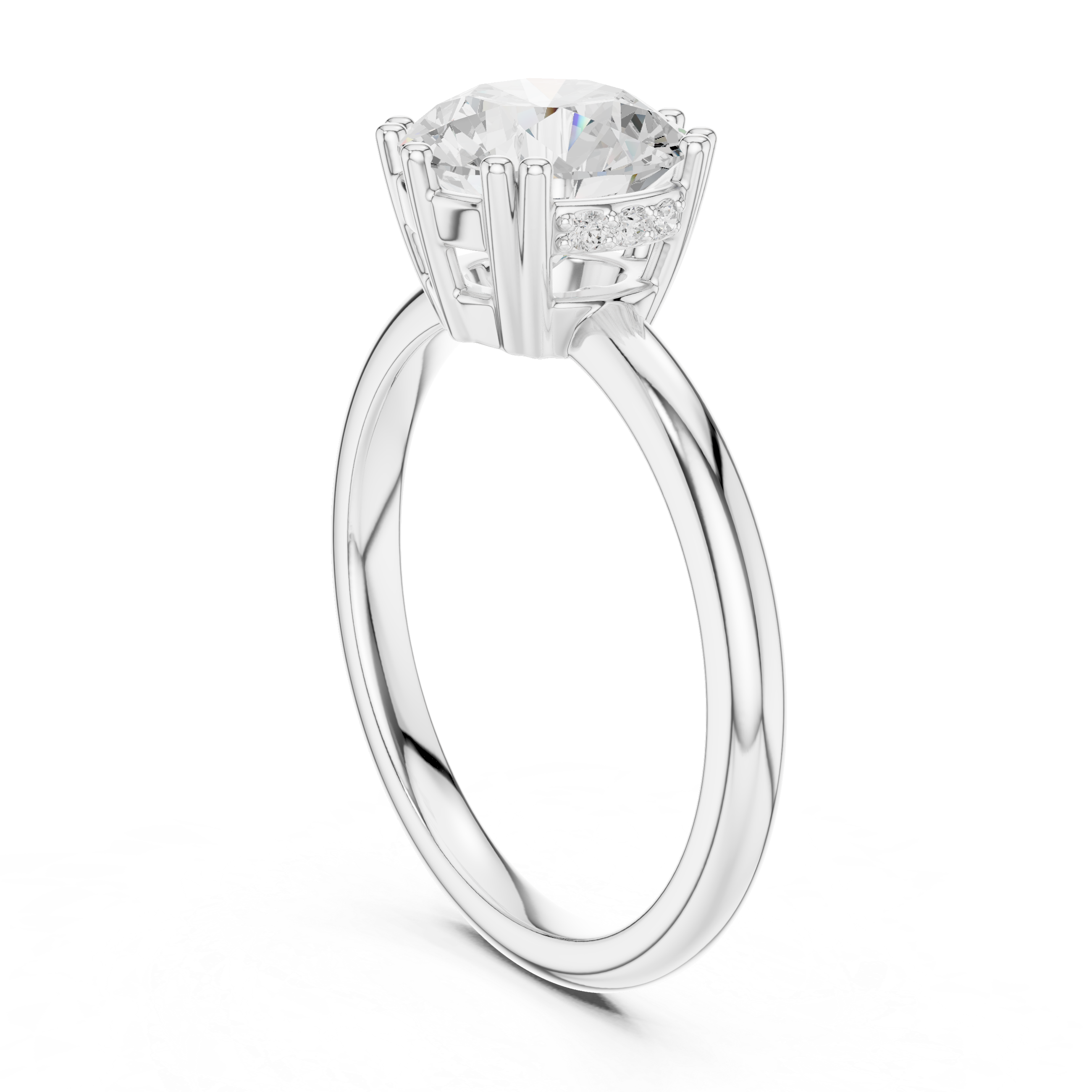 Solitaire Round Diamond Unique Multi-Prong Ring