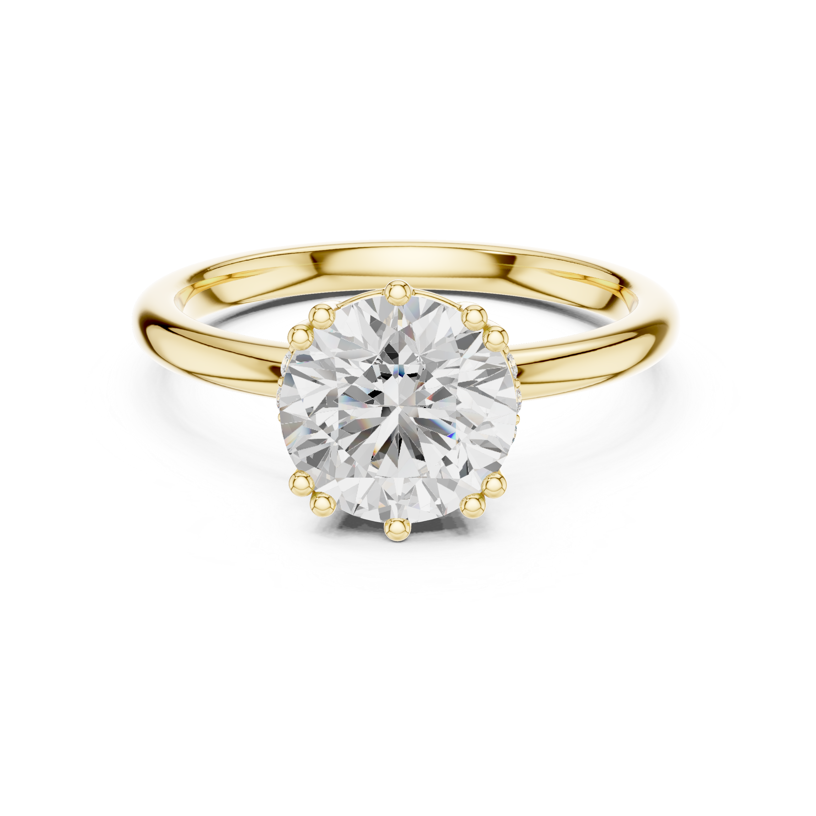Solitaire Round Diamond Unique Multi-Prong Ring