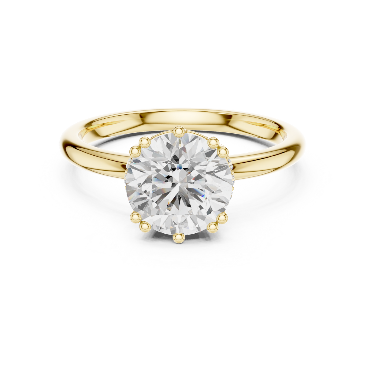 Solitaire Round Diamond Unique Multi-Prong Ring