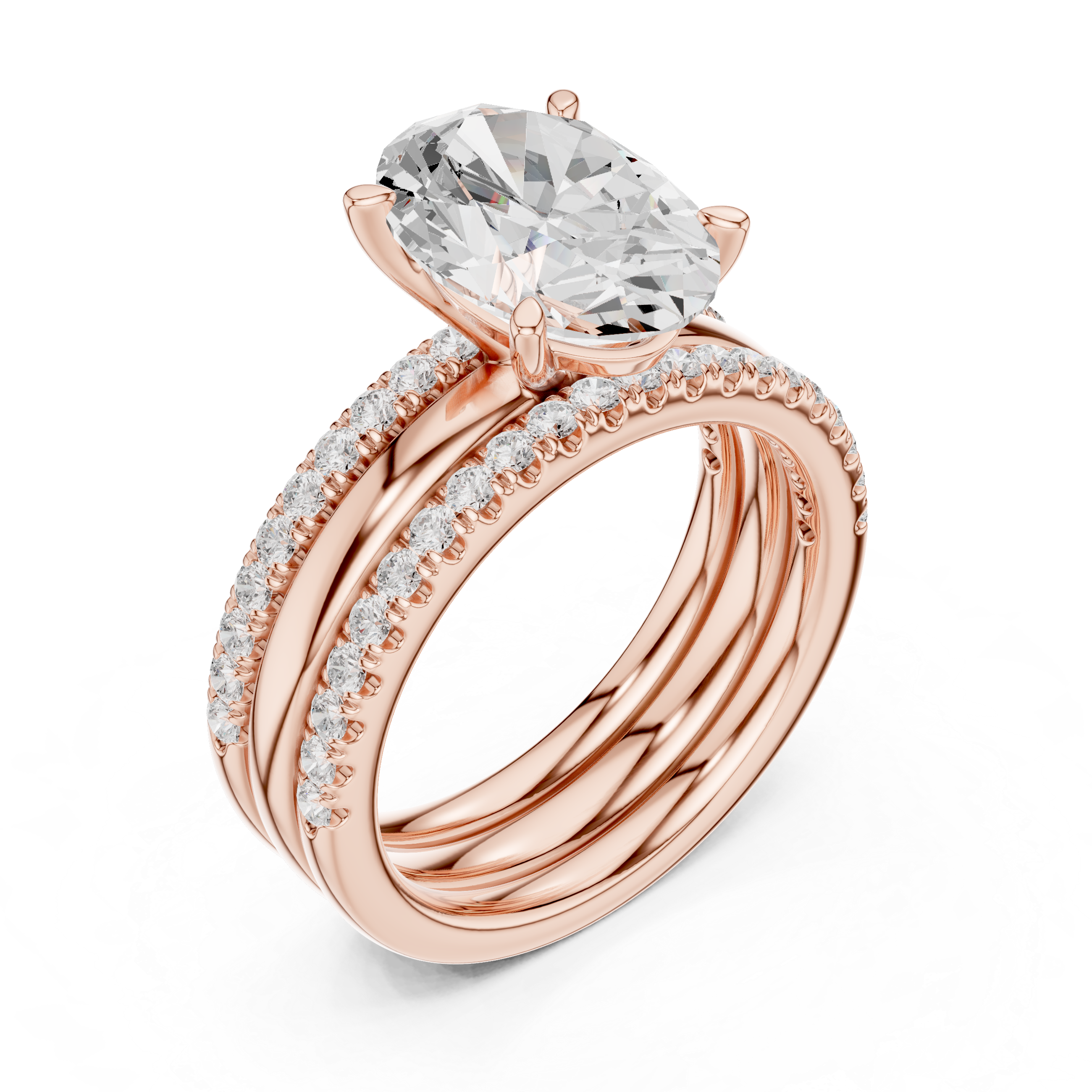 Oval Cut Diamond Trio Bridal Ring Set