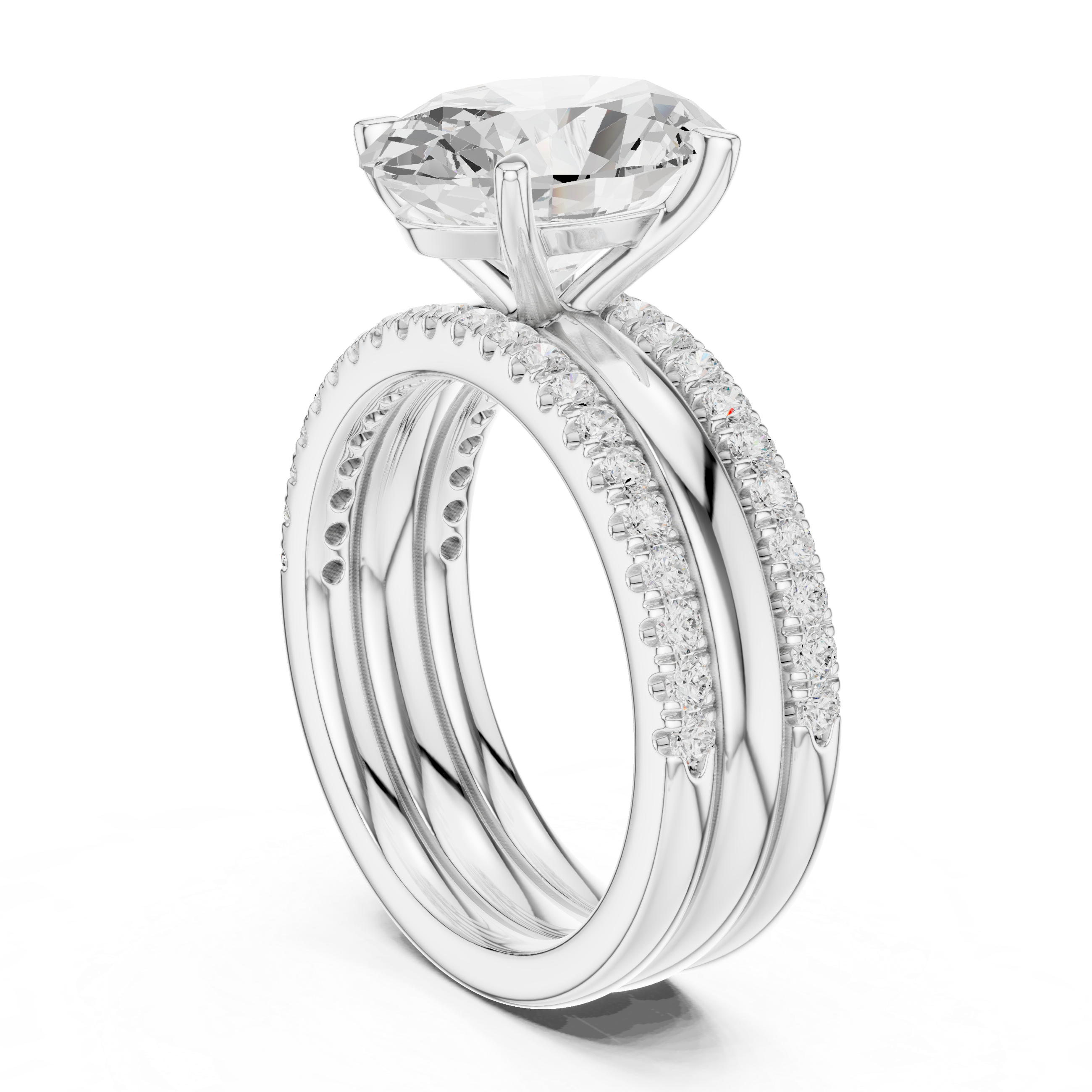 Oval Cut Diamond Trio Bridal Ring Set