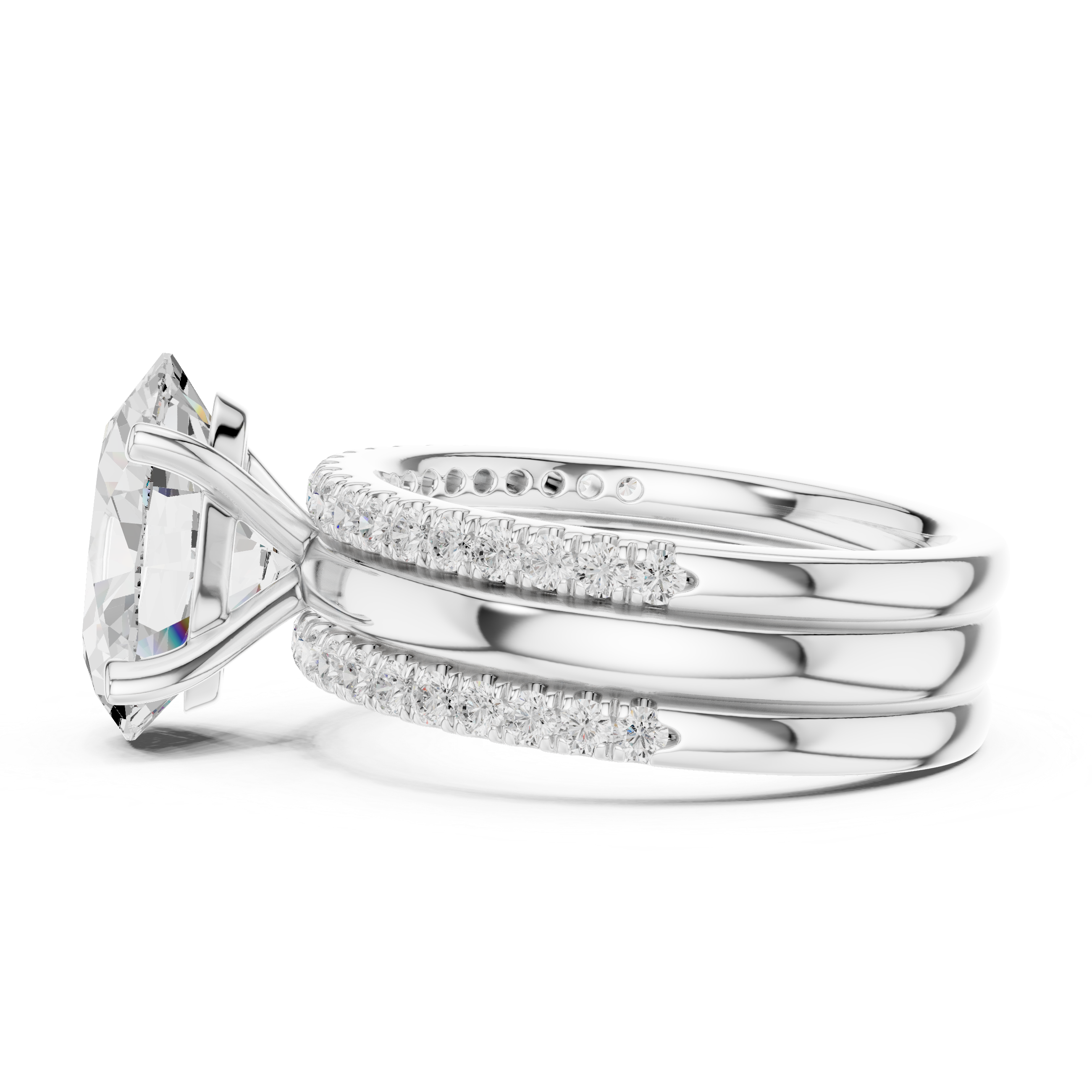 Oval Cut Diamond Trio Bridal Ring Set