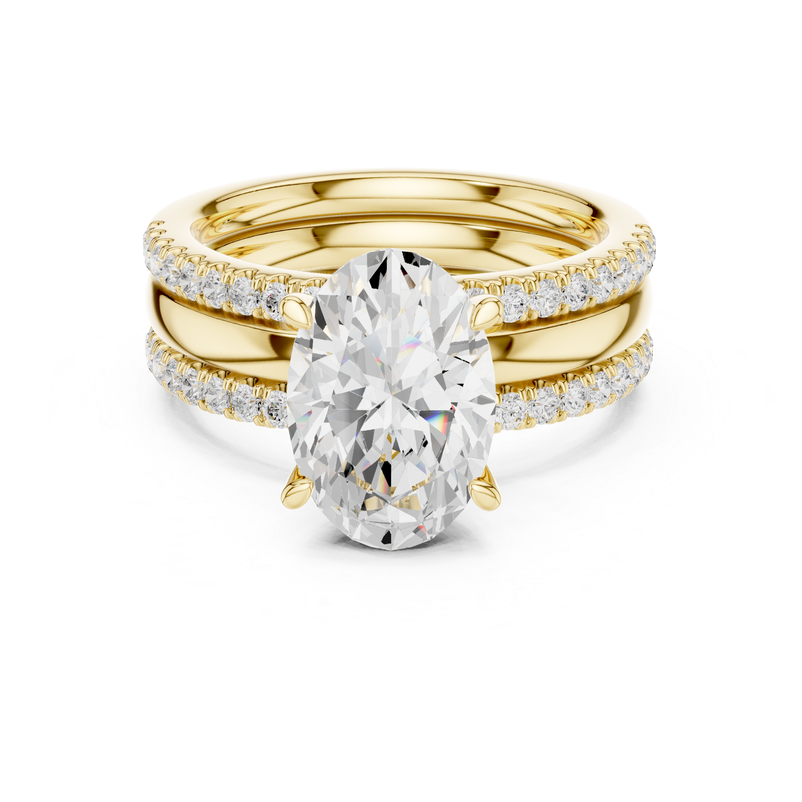 Oval Cut Diamond Trio Bridal Ring Set