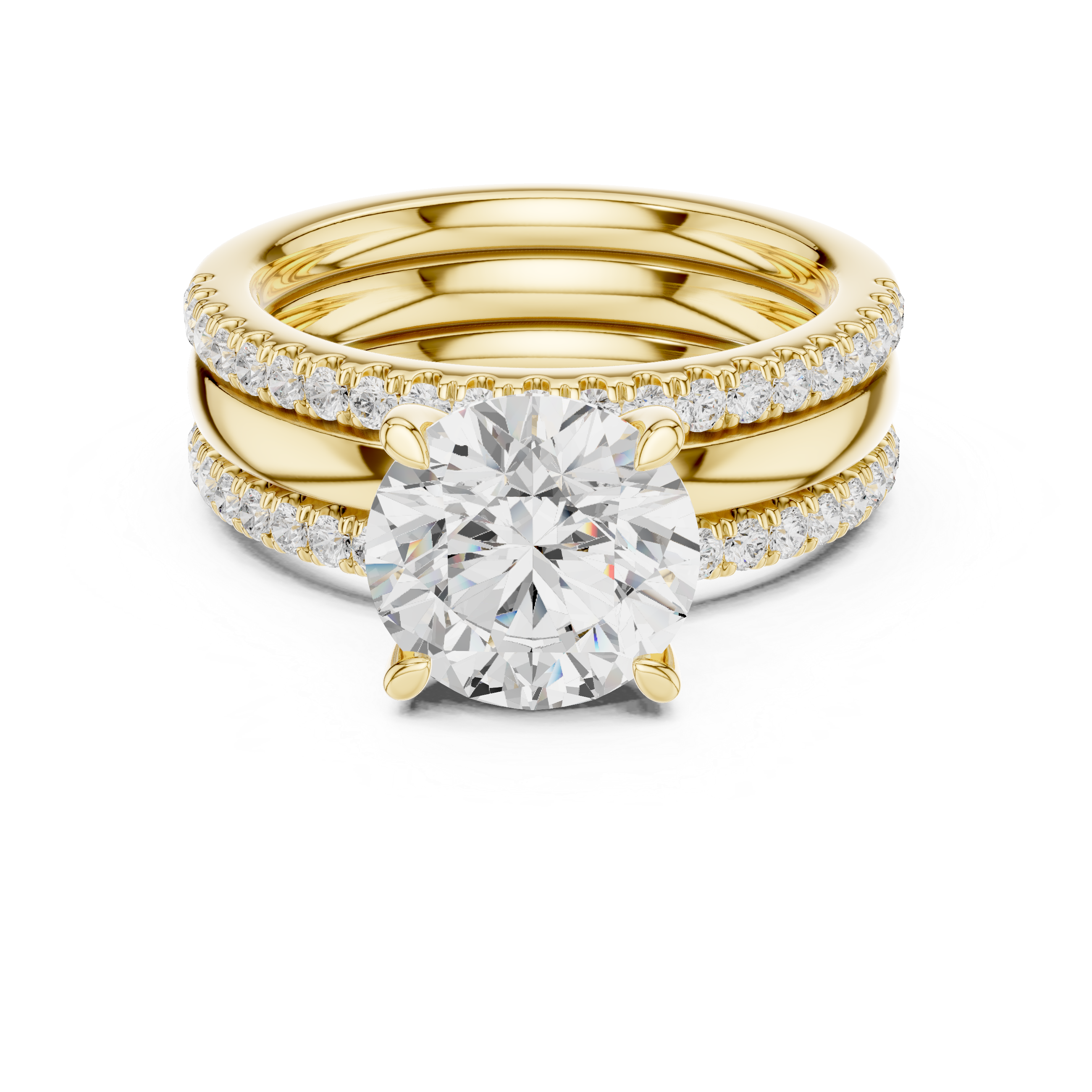 Round Cut Diamond Trio Bridal Ring Set