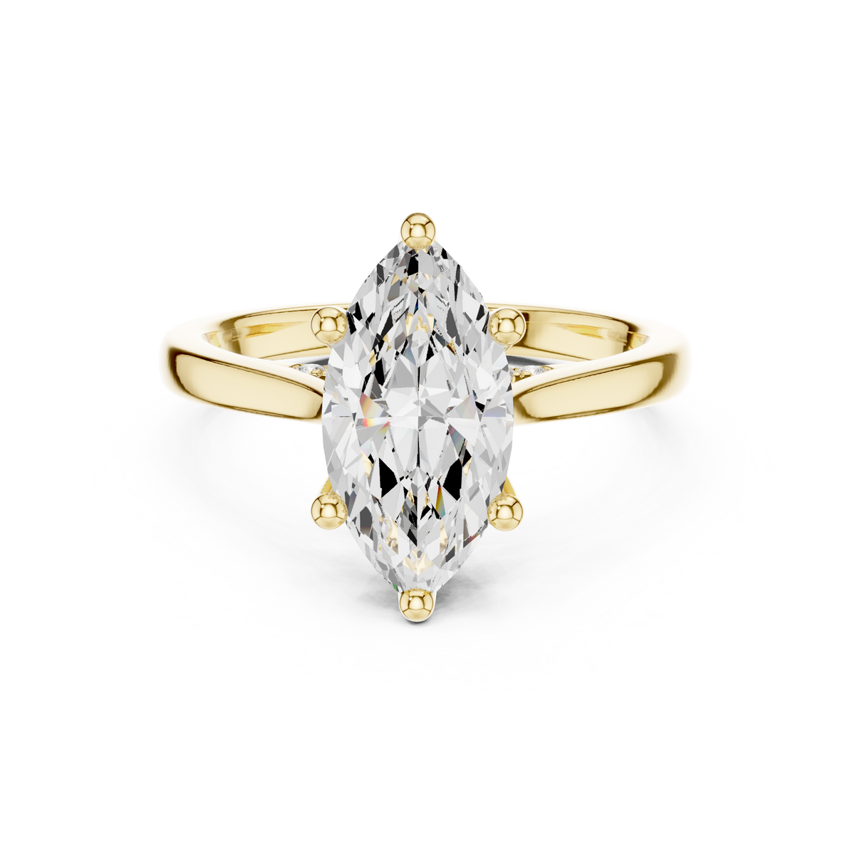 Marquise Cut Solitaire Hidden Halo with Pave Engagement Ring