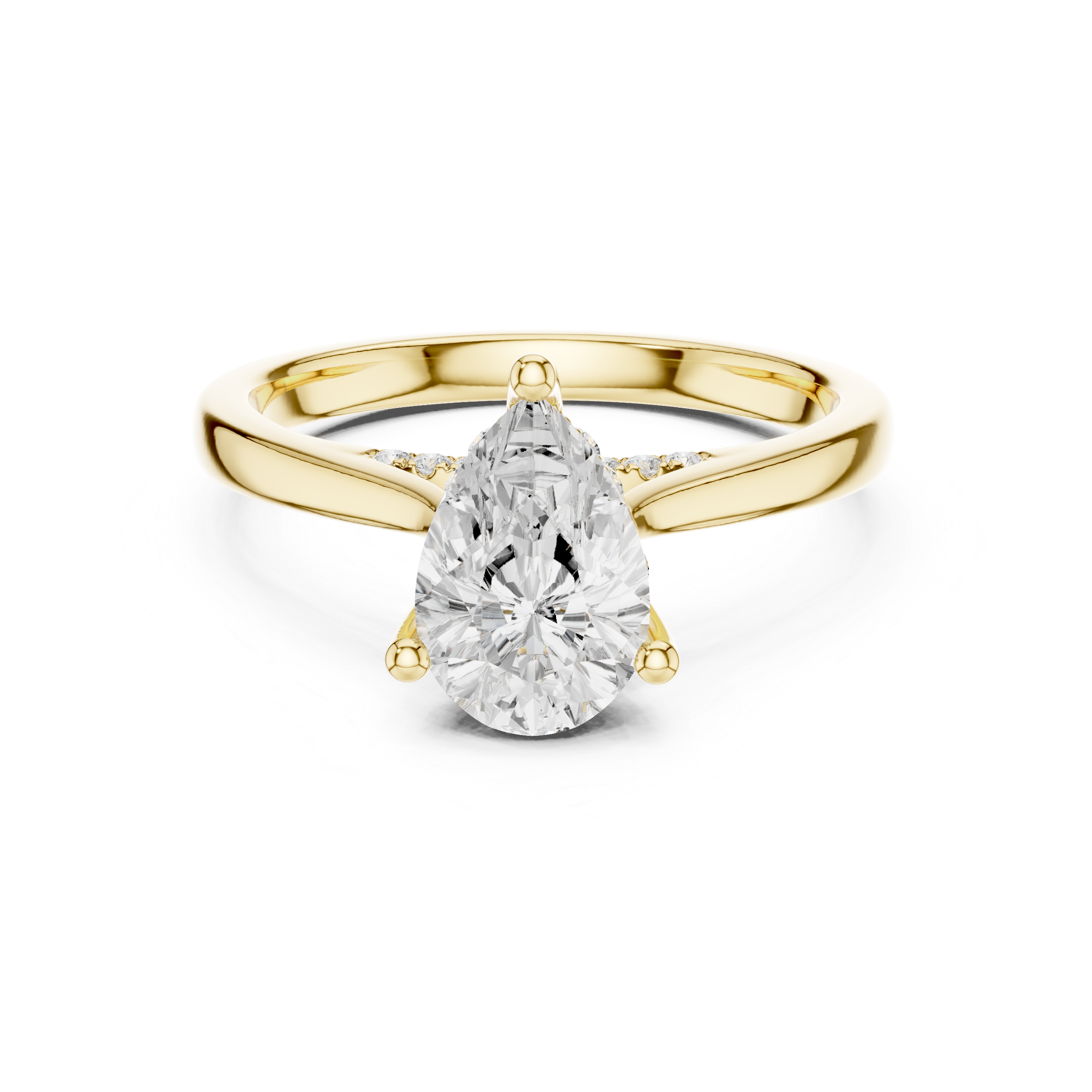 Pear Cut Solitaire Hidden Halo with Pave Engagement Ring