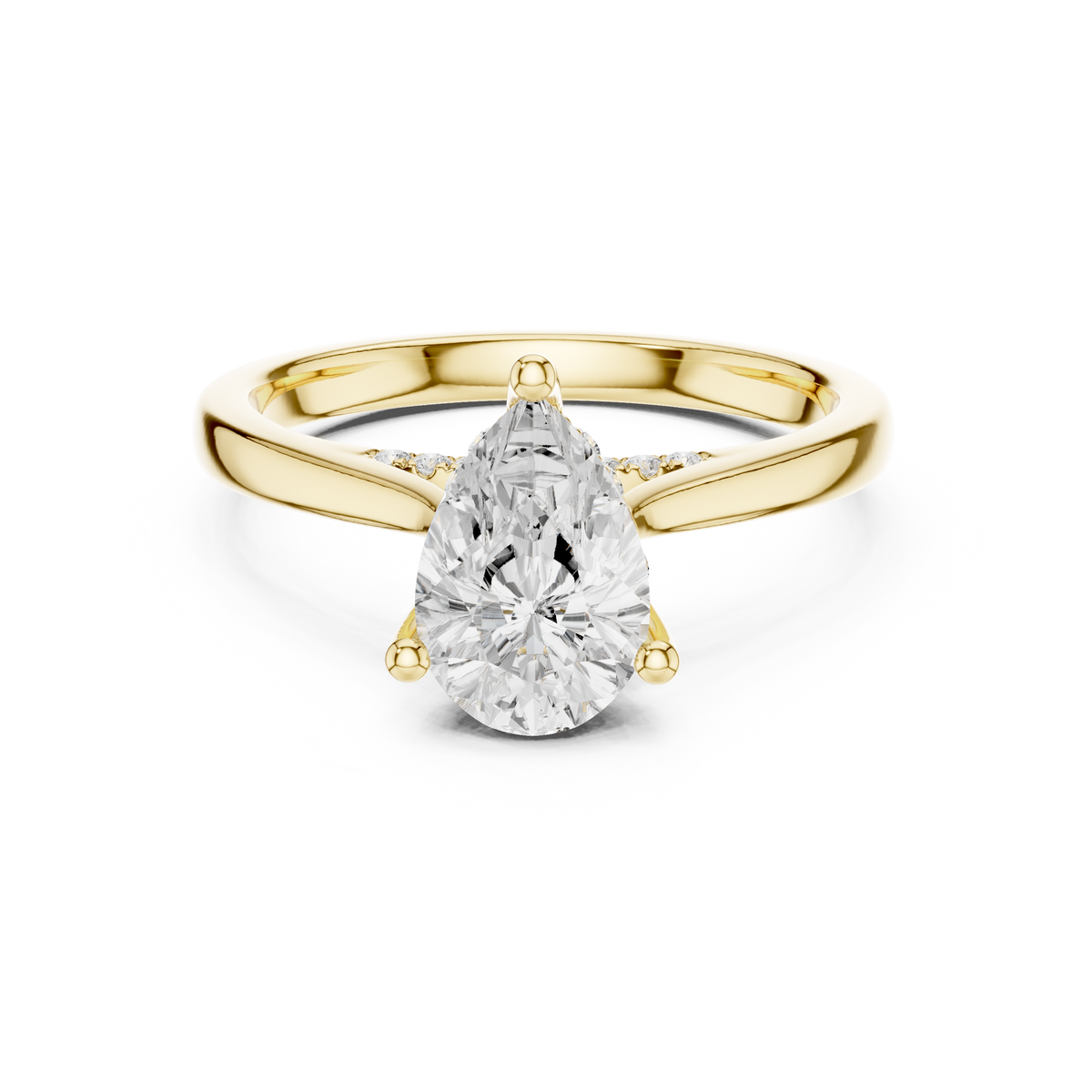 Pear Cut Solitaire Hidden Halo with Pave Engagement Ring